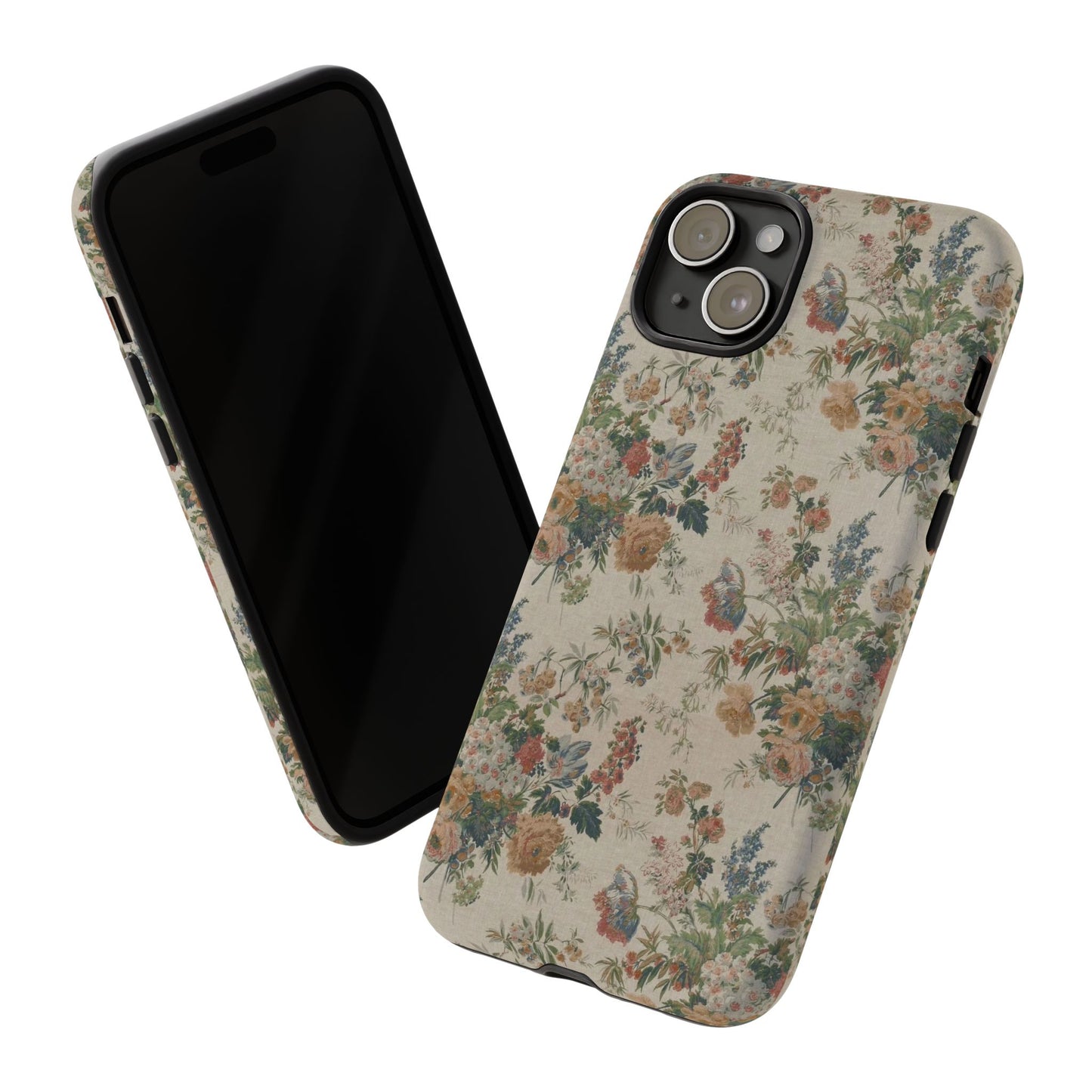 Floral Vintage Tough Phone Case – Antique Rose Pattern