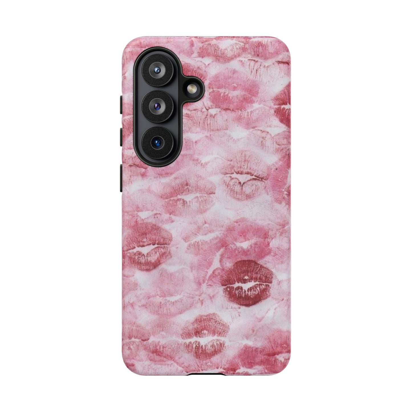 Kiss Print Tough Phone Case — Pink Marble Lip Pattern, Protective iPhone Cover