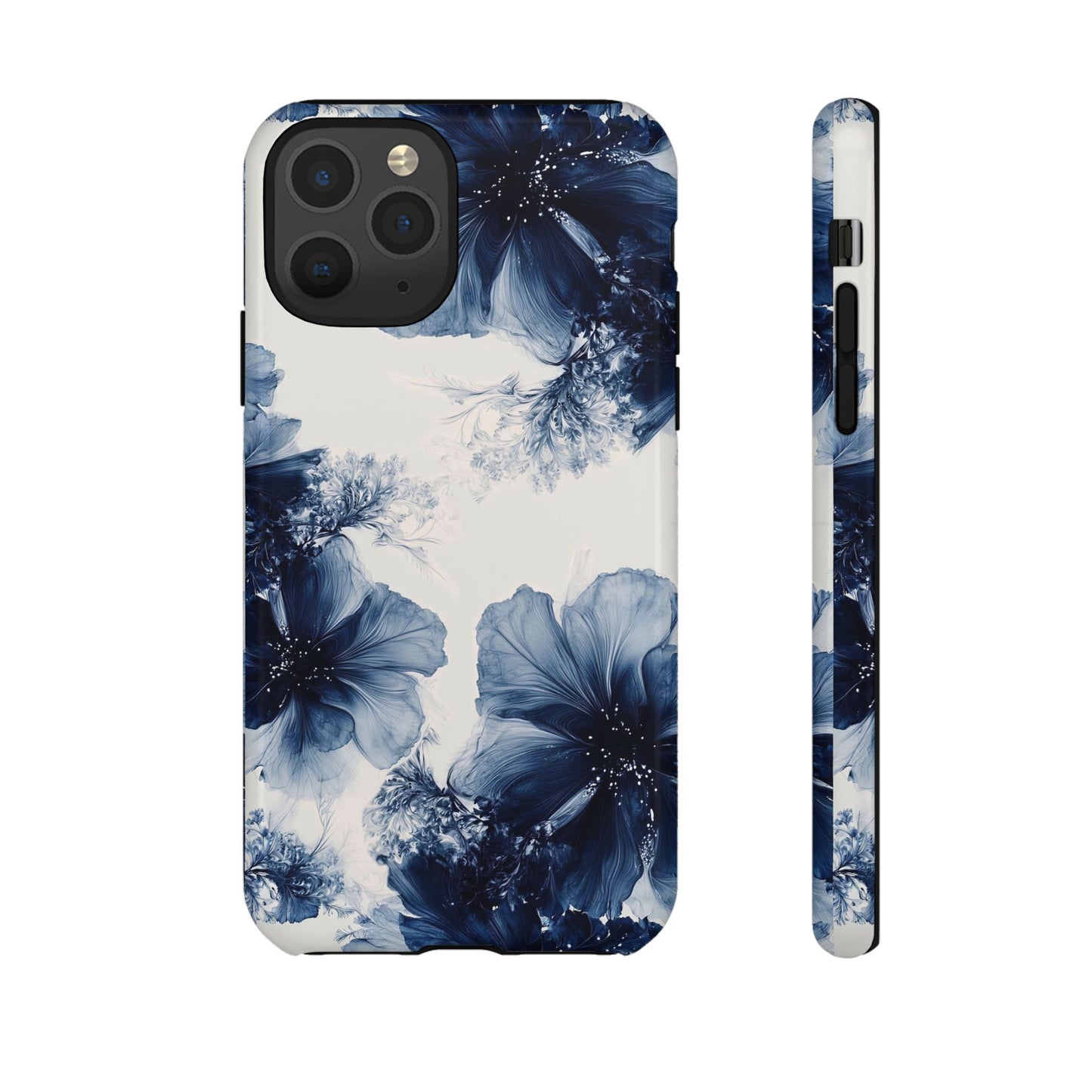 Floral Indigo Tough Phone Case — Blue Botanical Protective Cover