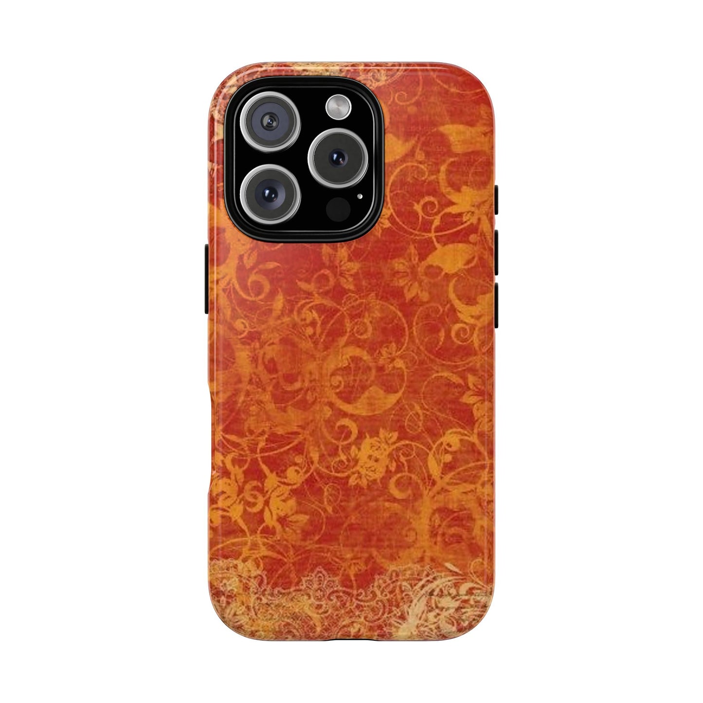 Floral Autumn iPhone Tough Case — Orange Vintage Scroll Design