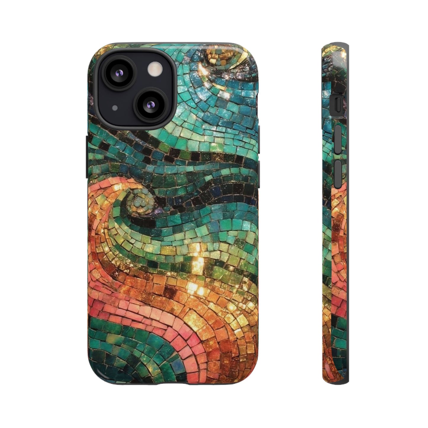 Mosaic Wave Phone Case – Colorful Artistic Tile Design Tough Case