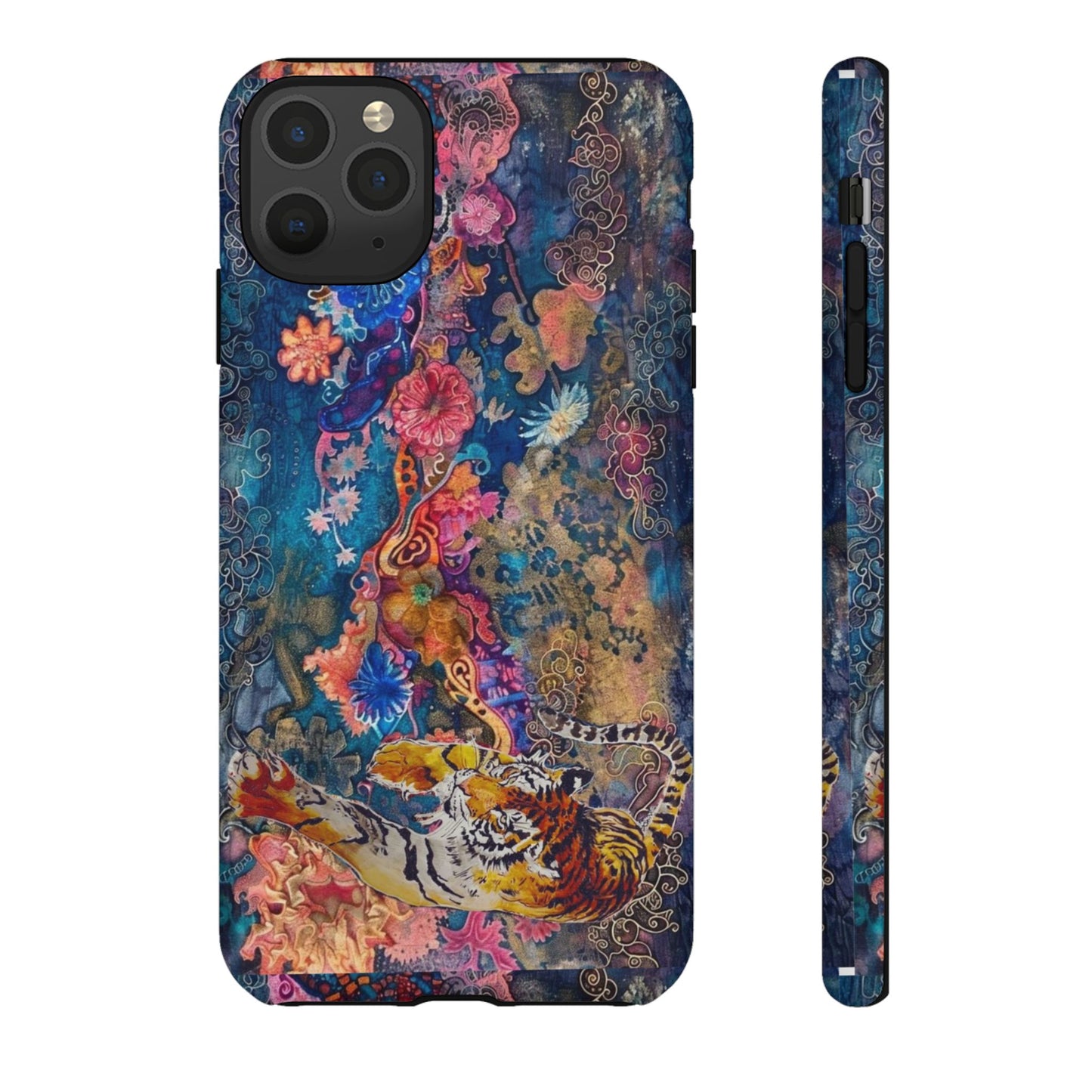 Phone Case - Colorful Floral Tiger Tough Case
