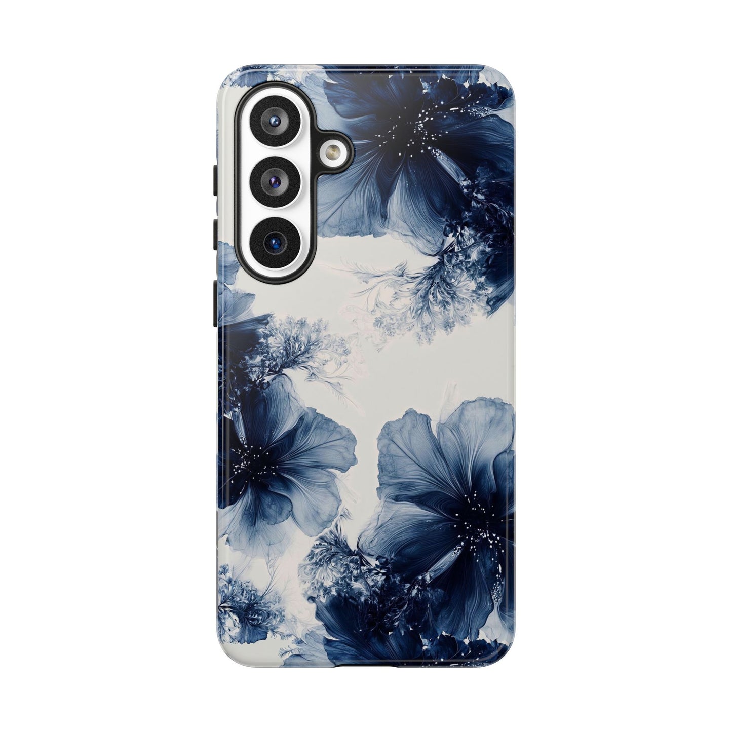 Floral Indigo Tough Phone Case — Blue Botanical Protective Cover