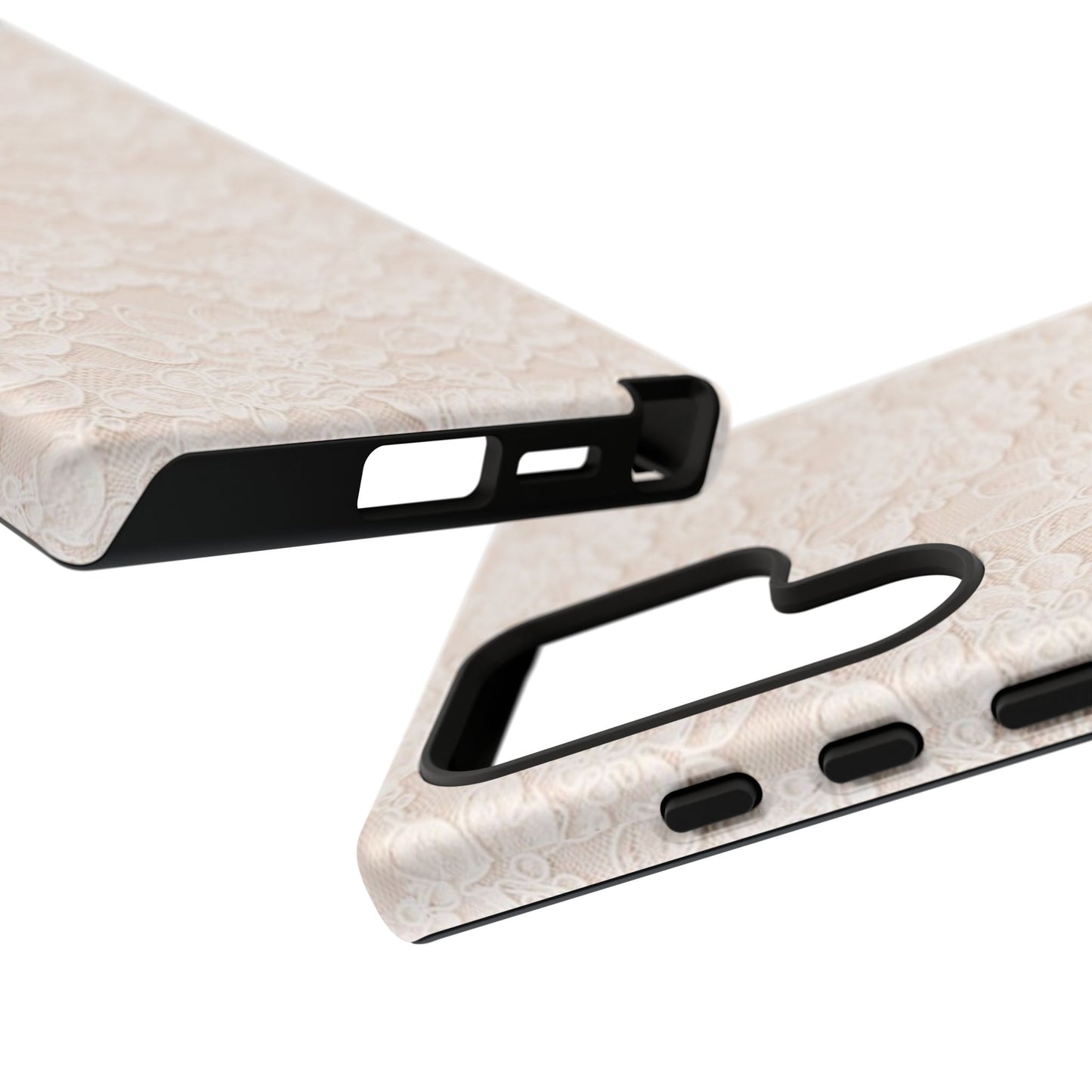 Floral Lace Tough Phone Case – Vintage Ivory Protective Cover