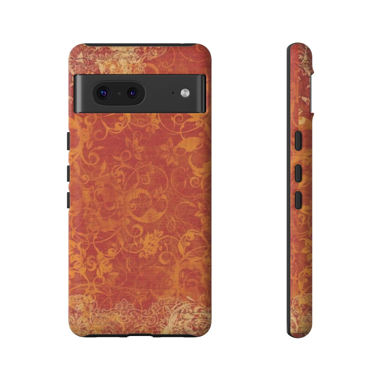 Floral Autumn iPhone Tough Case — Orange Vintage Scroll Design