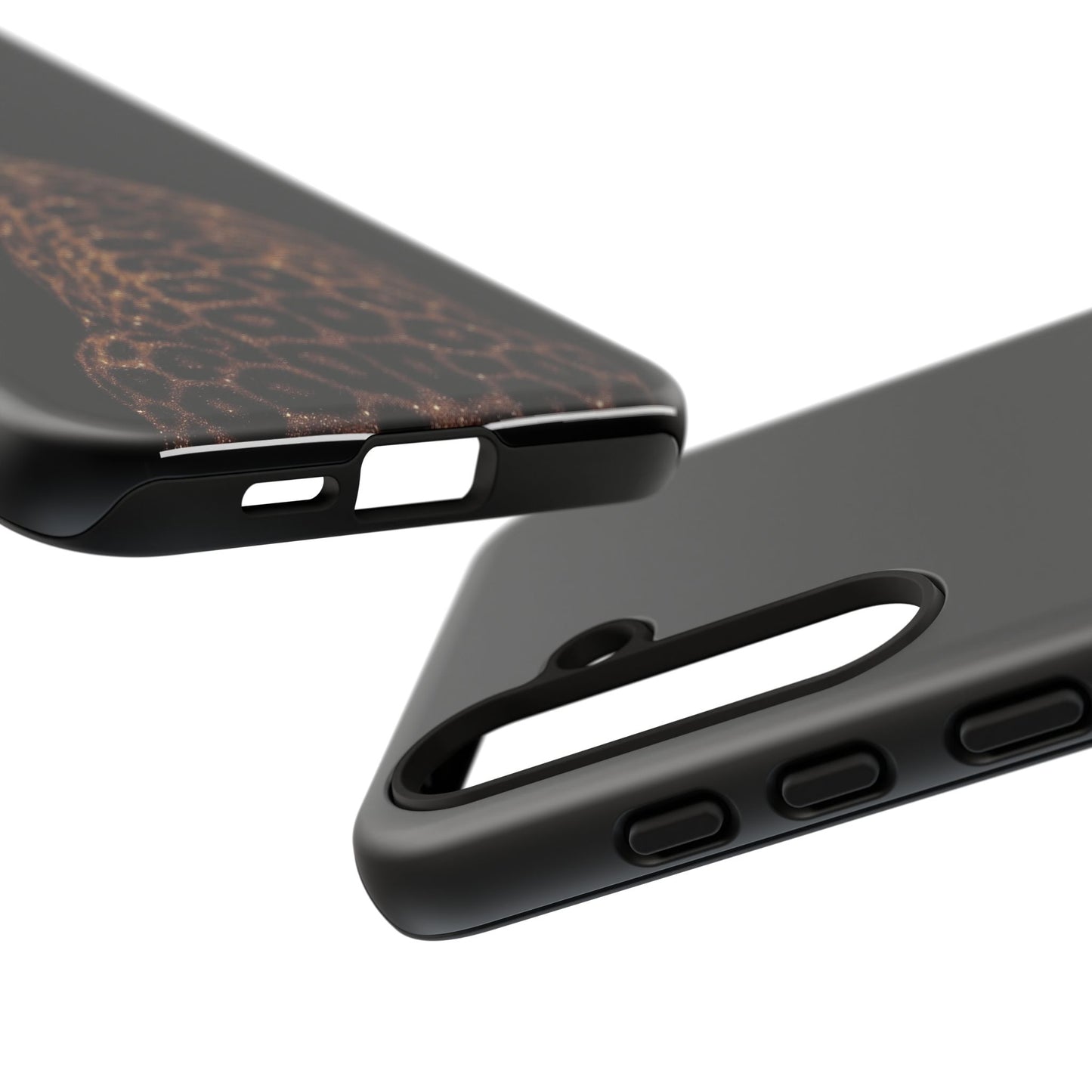 Leopard Print Tough Phone Case - Sleek Black Protective Cover