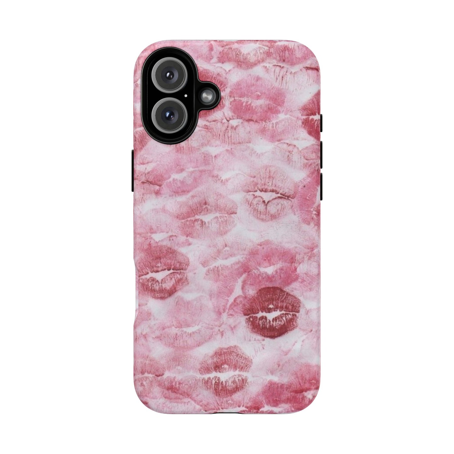 Kiss Print Tough Phone Case — Pink Marble Lip Pattern, Protective iPhone Cover