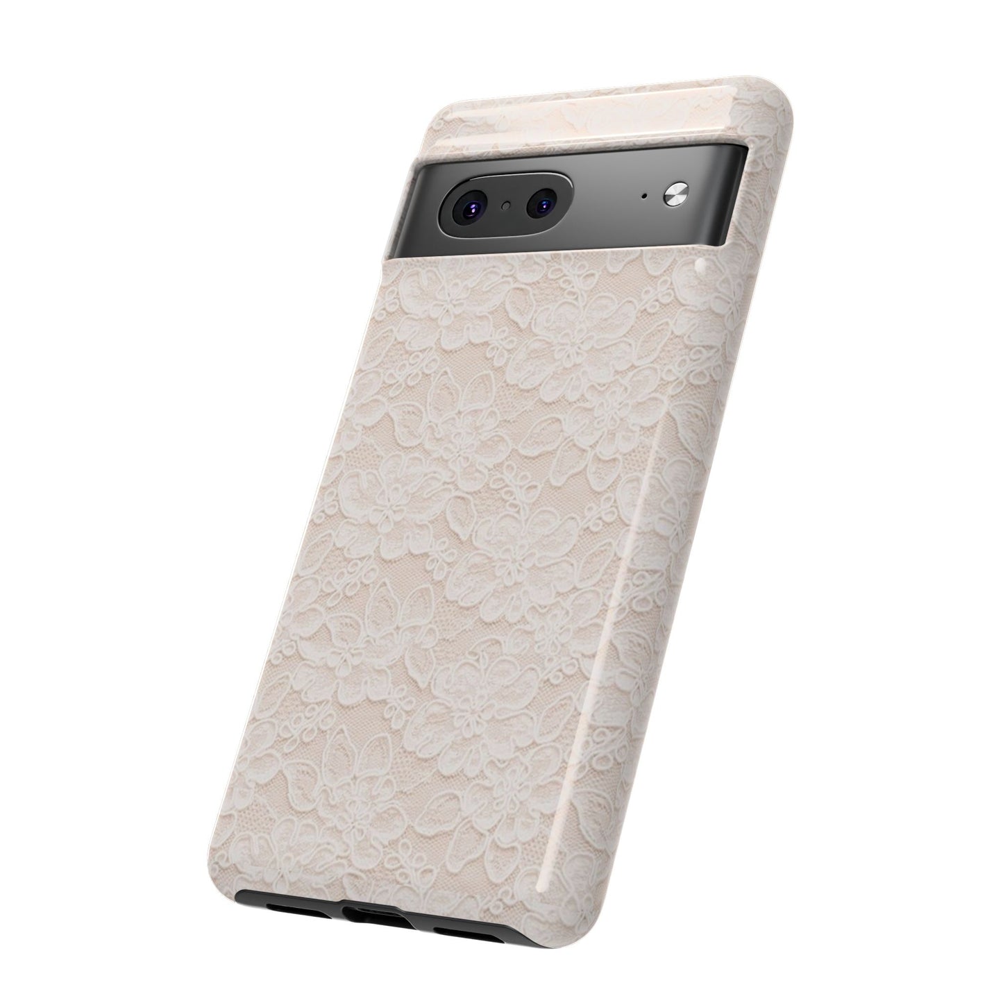 Floral Lace Tough Phone Case – Vintage Ivory Protective Cover