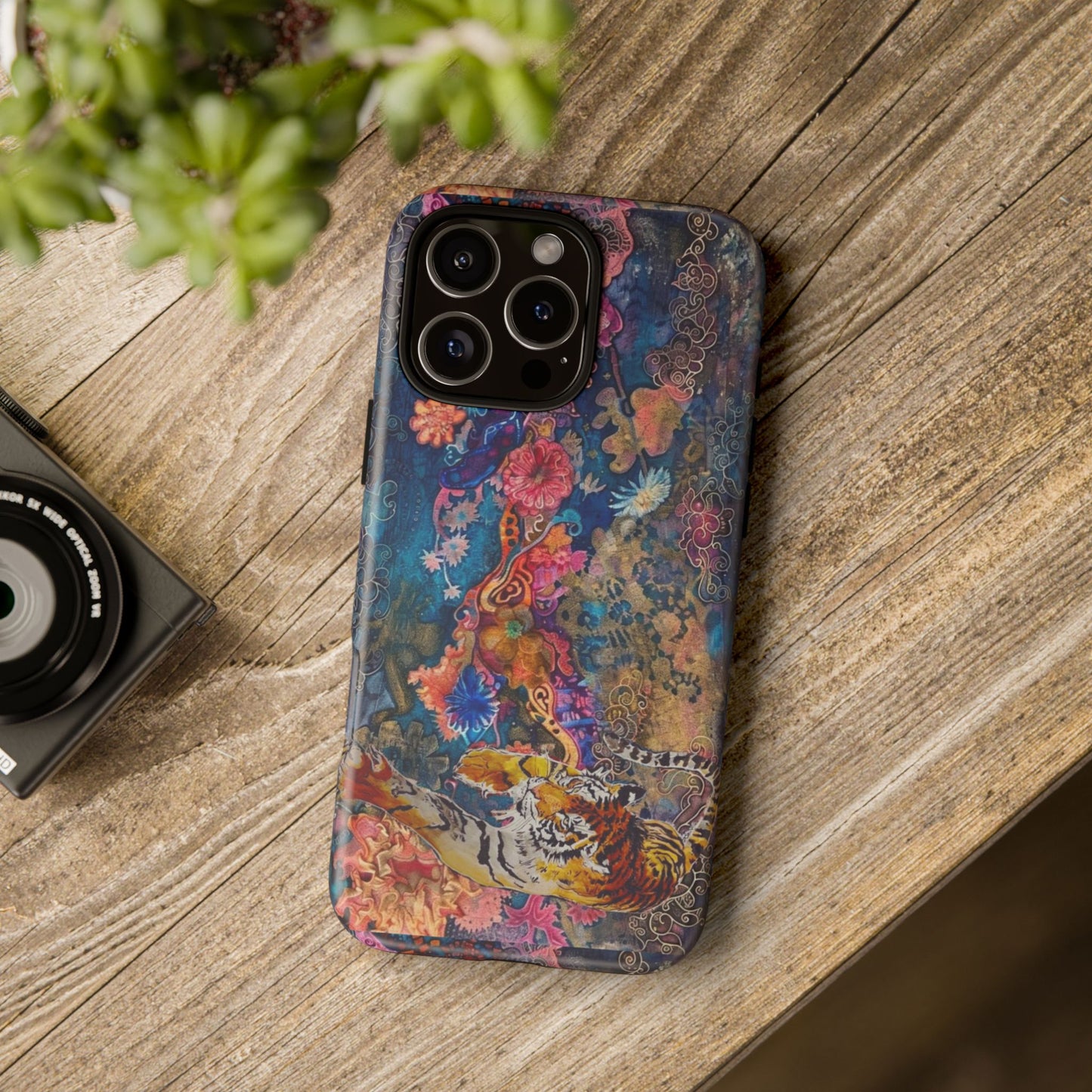 Phone Case - Colorful Floral Tiger Tough Case