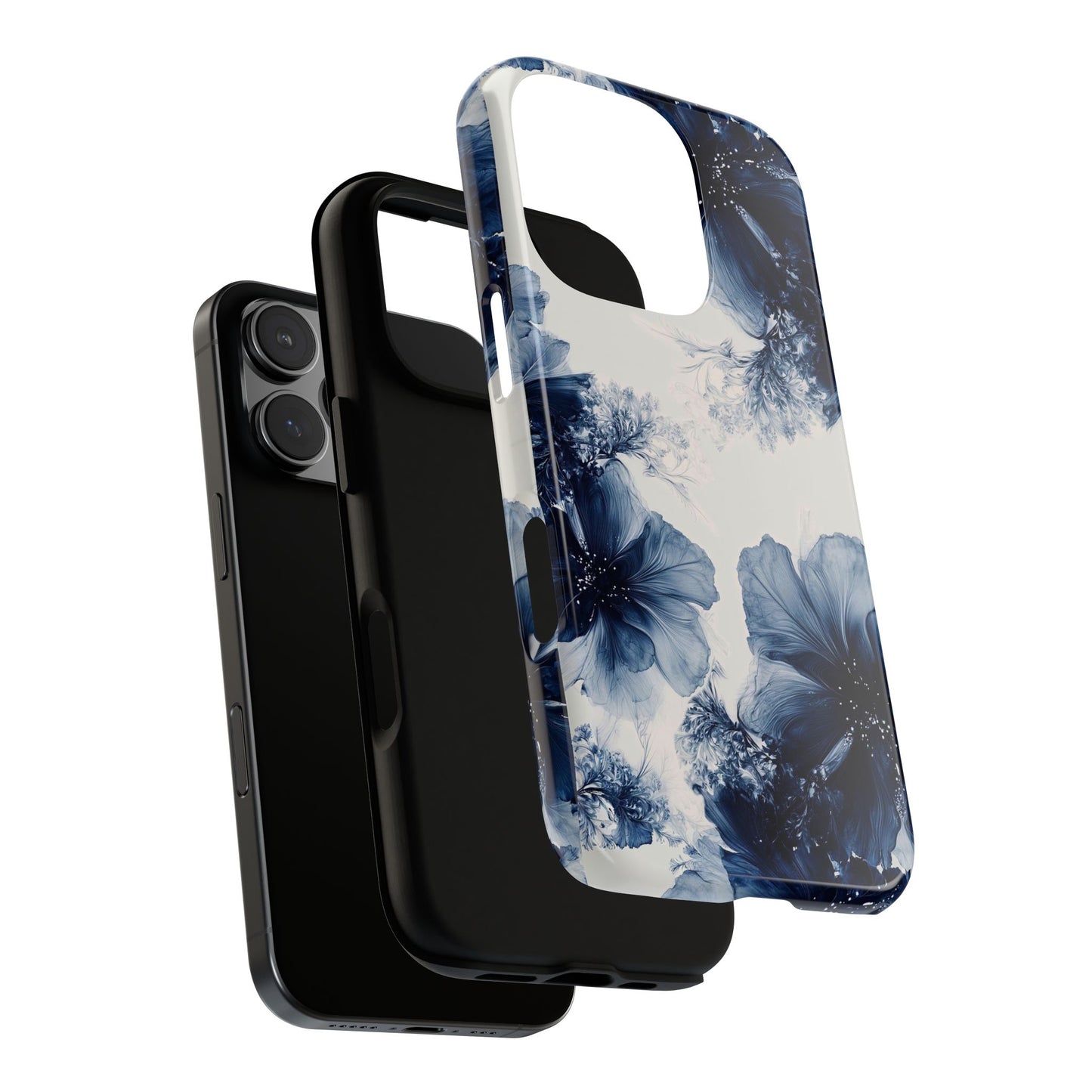 Floral Indigo Tough Phone Case — Blue Botanical Protective Cover