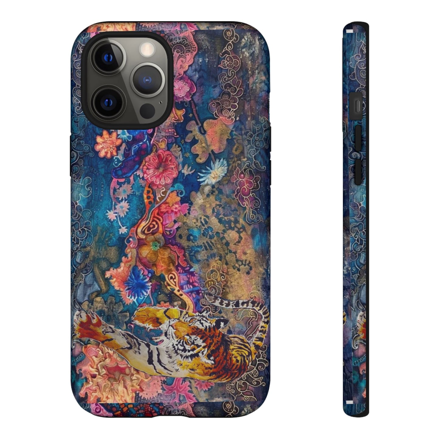 Phone Case - Colorful Floral Tiger Tough Case