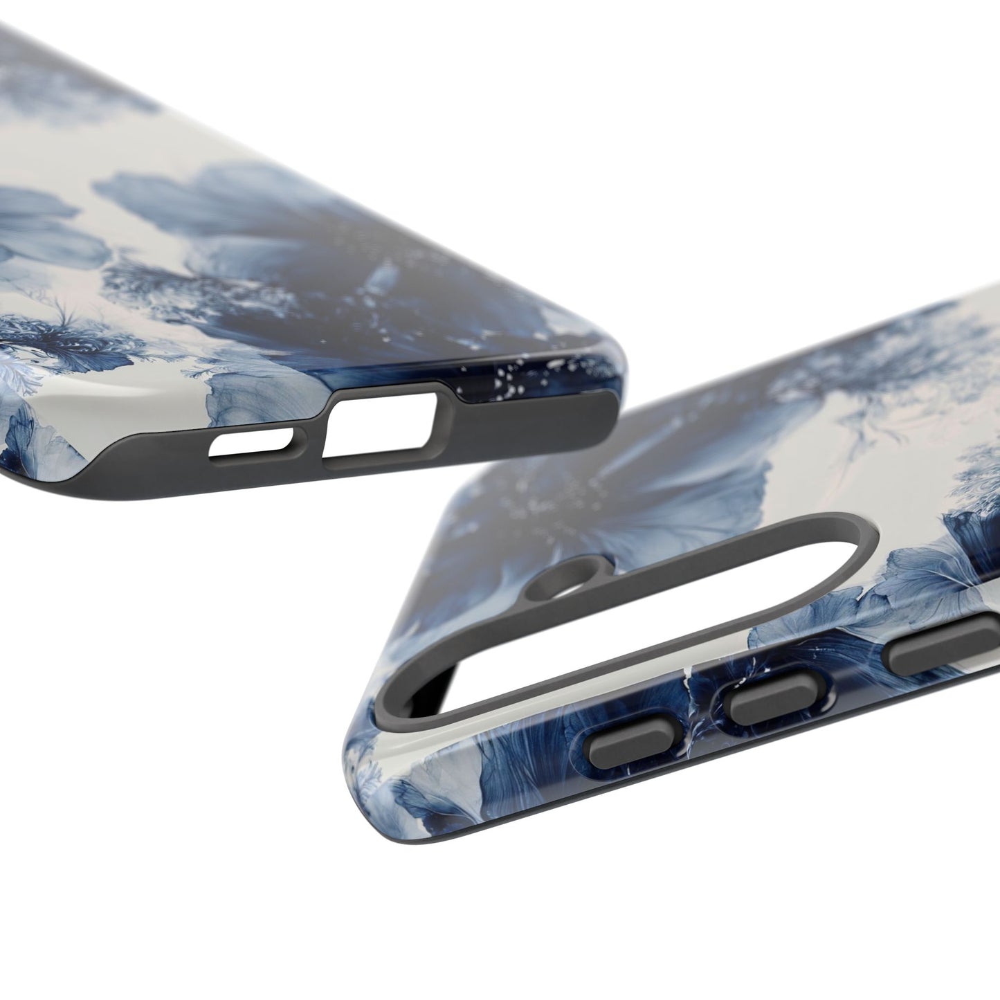 Floral Indigo Tough Phone Case — Blue Botanical Protective Cover