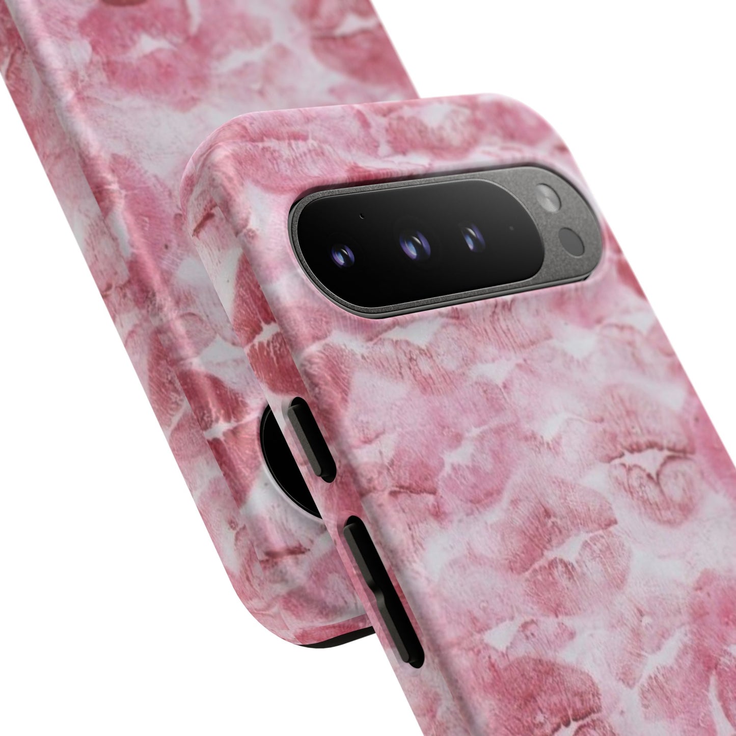 Kiss Print Tough Phone Case — Pink Marble Lip Pattern, Protective iPhone Cover
