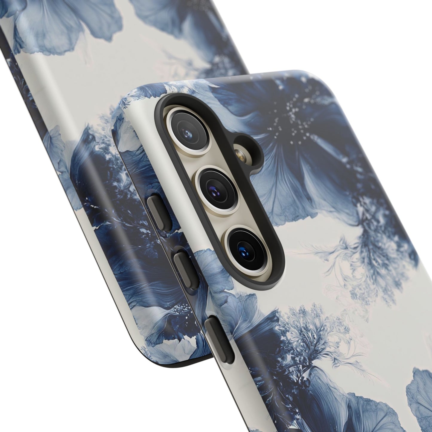 Floral Indigo Tough Phone Case — Blue Botanical Protective Cover