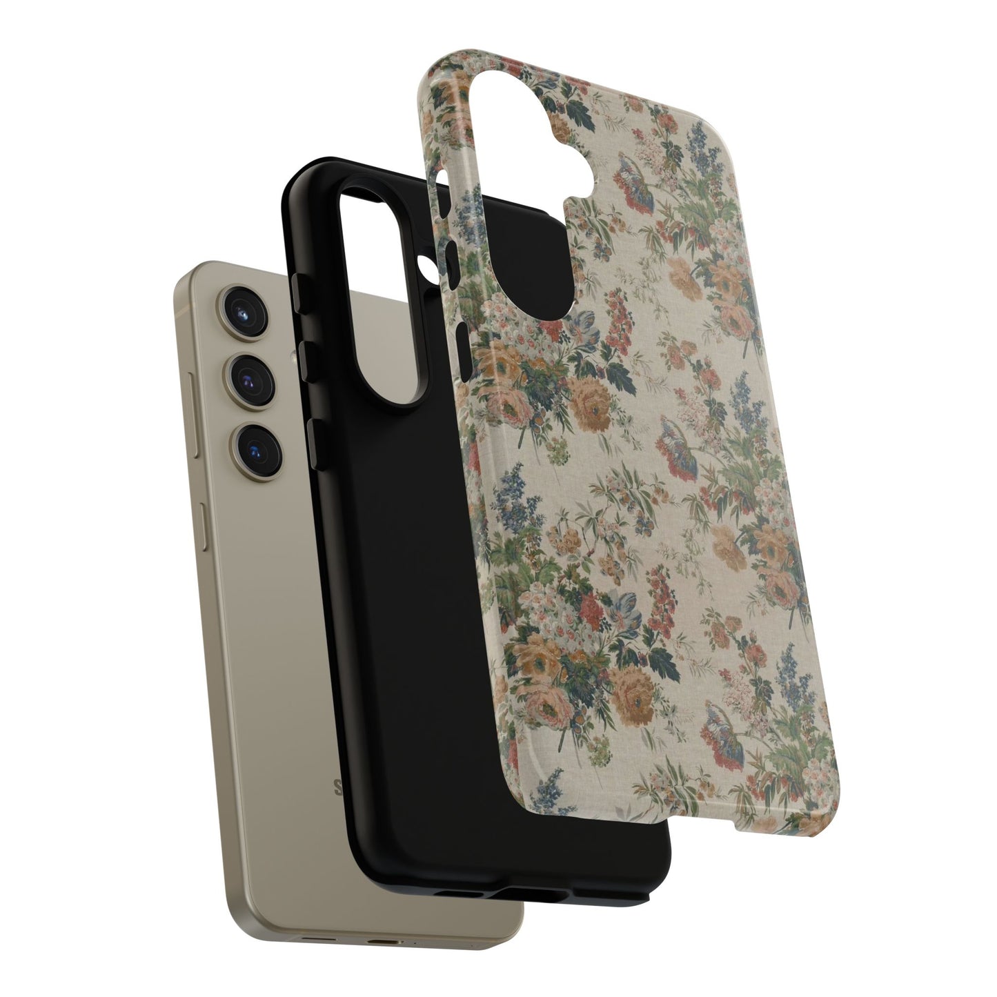 Floral Vintage Tough Phone Case – Antique Rose Pattern