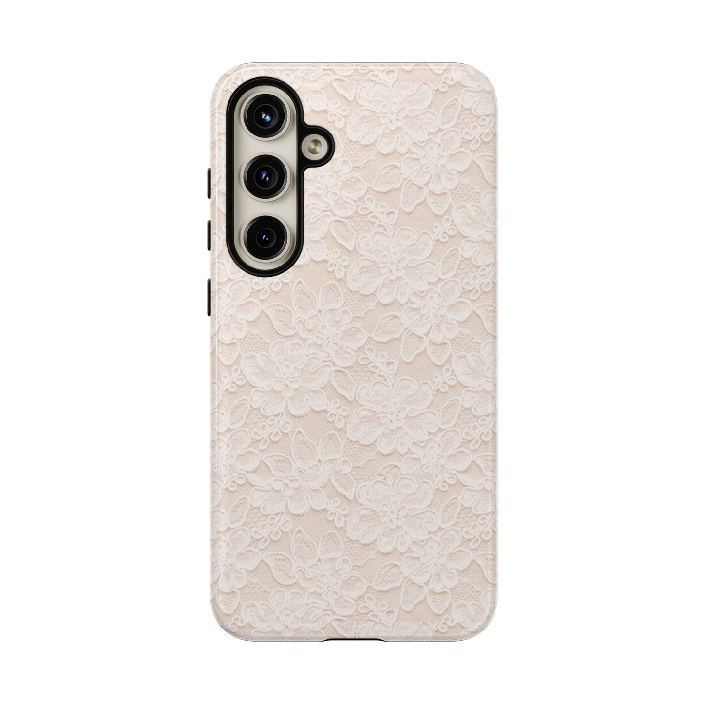 Floral Lace Tough Phone Case – Vintage Ivory Protective Cover