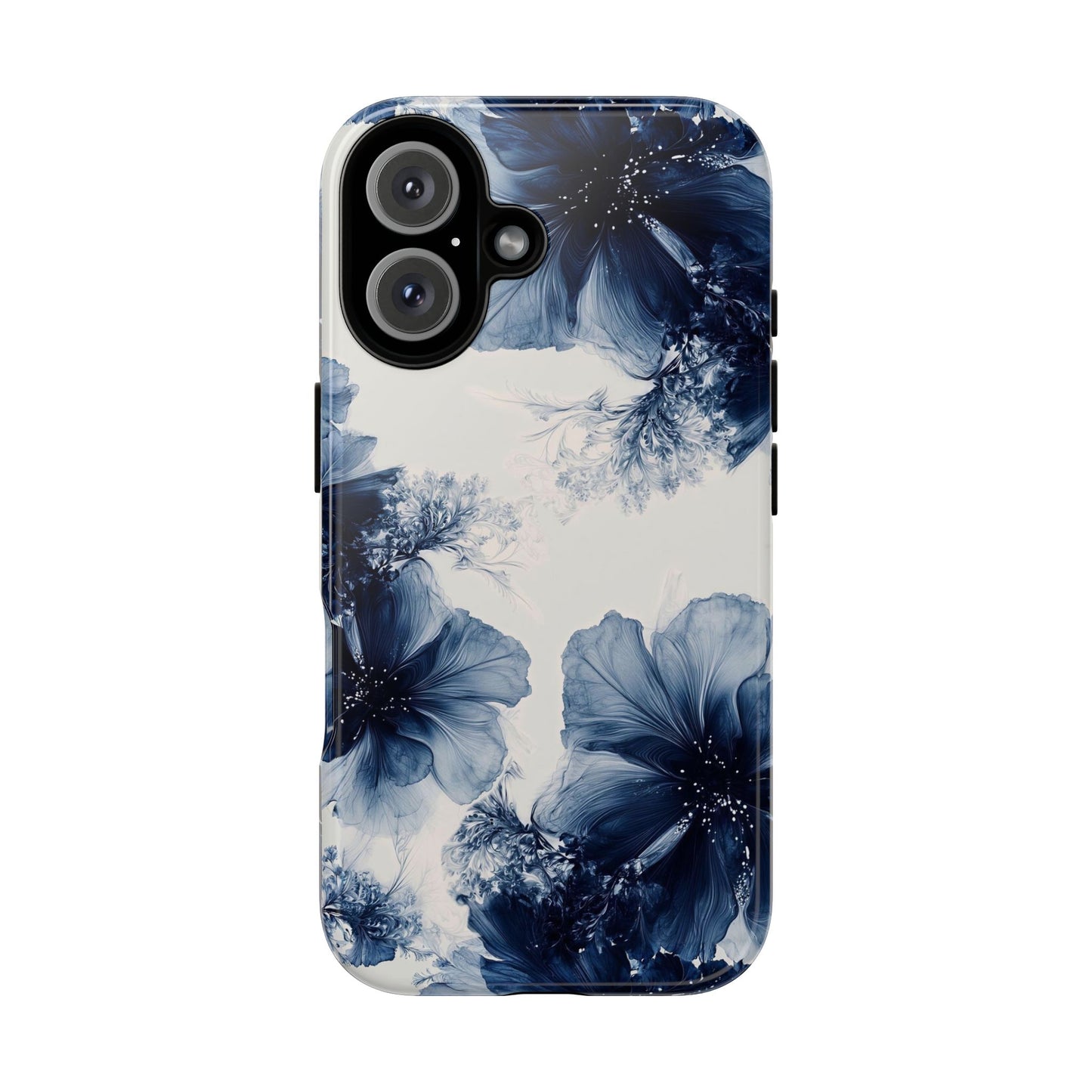 Floral Indigo Tough Phone Case — Blue Botanical Protective Cover
