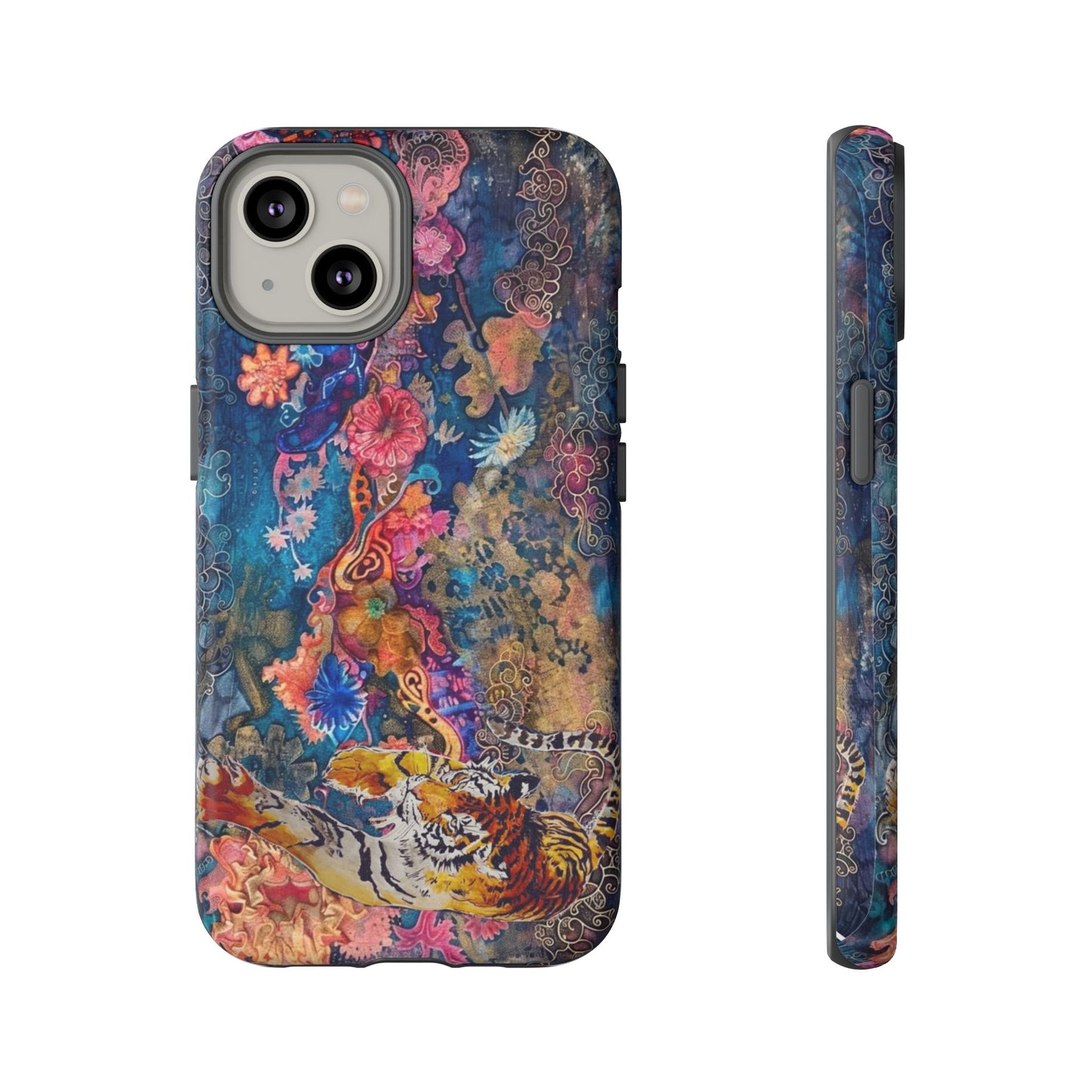 Phone Case - Colorful Floral Tiger Tough Case
