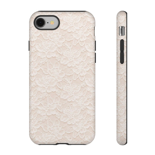 Floral Lace Tough Phone Case – Vintage Ivory Protective Cover