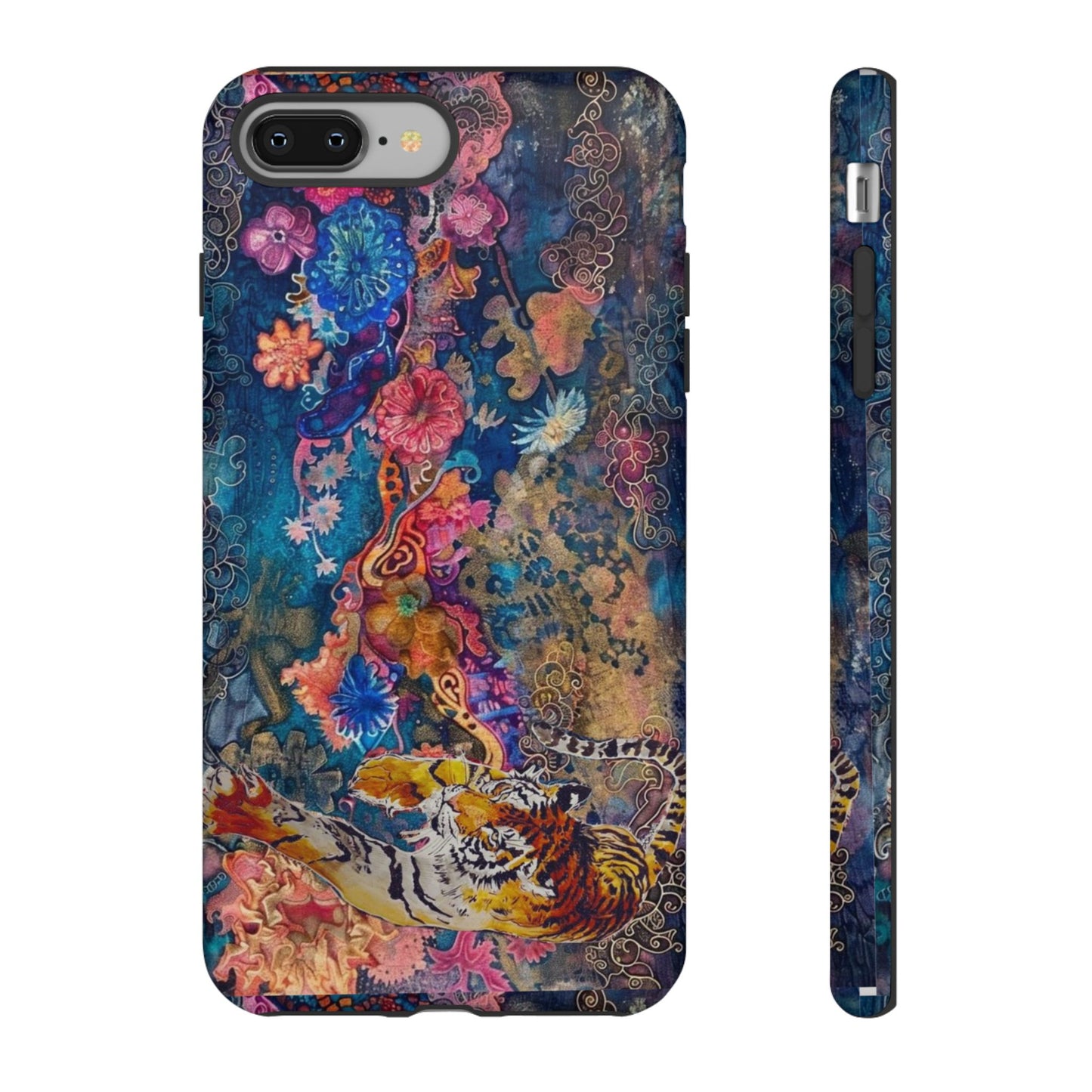 Phone Case - Colorful Floral Tiger Tough Case