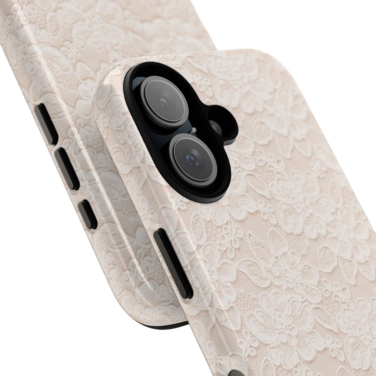 Floral Lace Tough Phone Case – Vintage Ivory Protective Cover