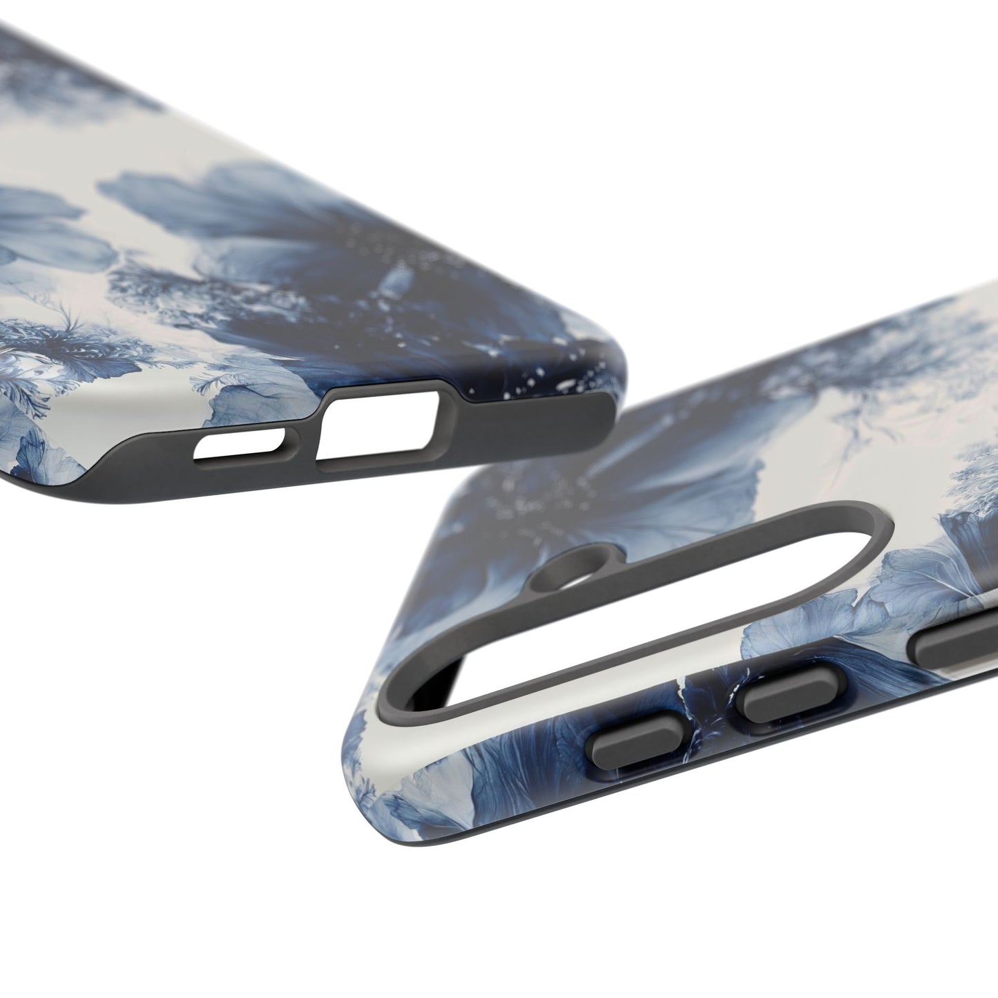 Floral Indigo Tough Phone Case — Blue Botanical Protective Cover