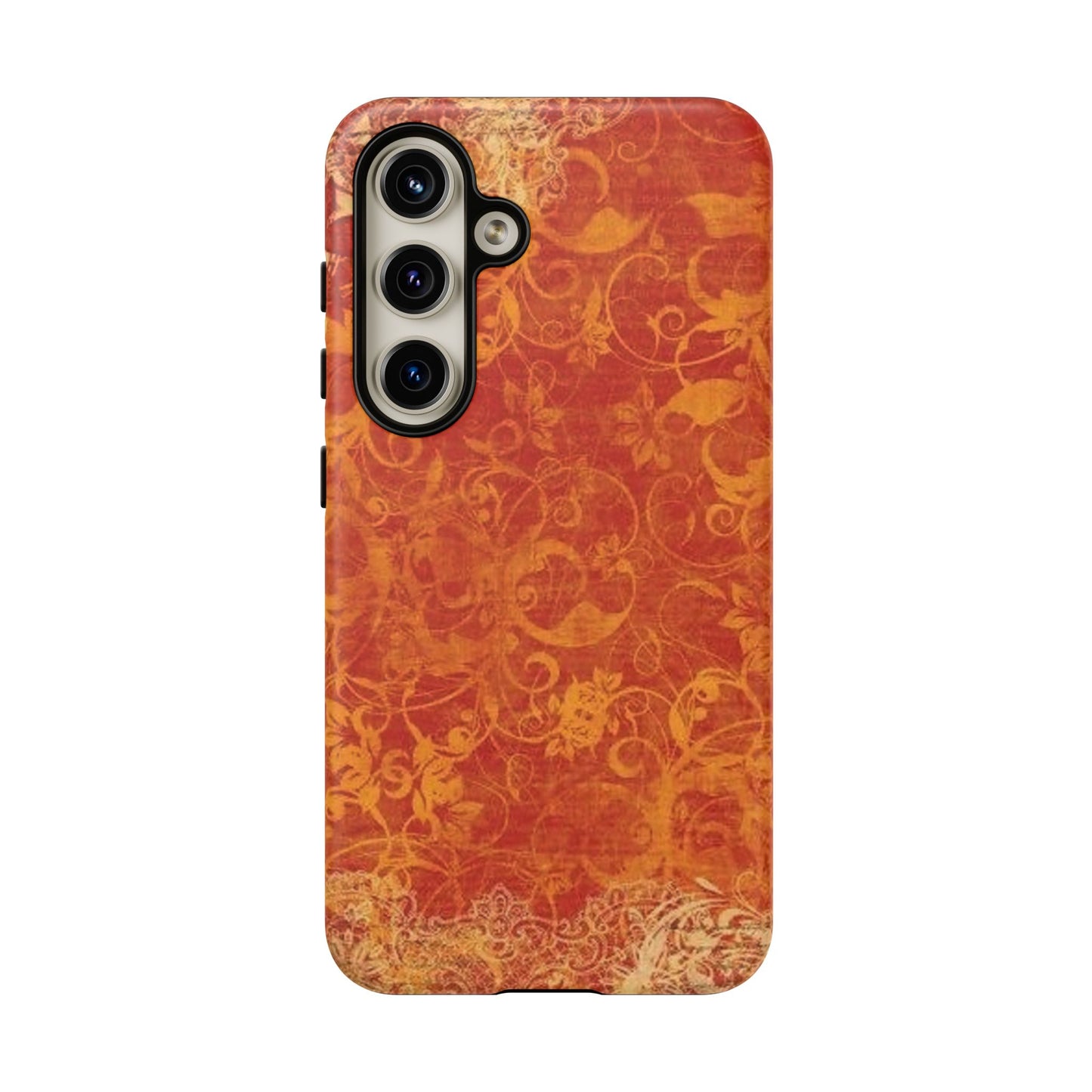 Floral Autumn iPhone Tough Case — Orange Vintage Scroll Design