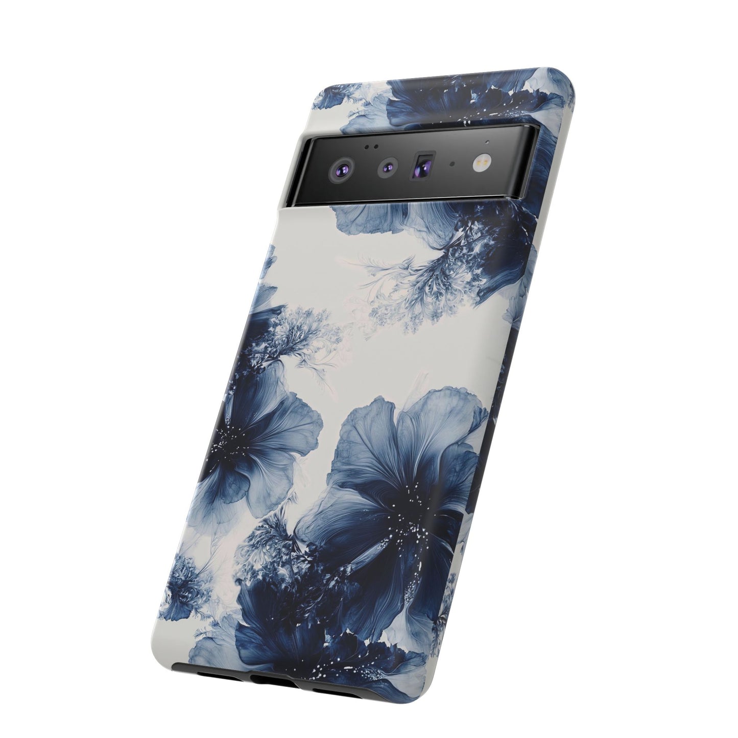 Floral Indigo Tough Phone Case — Blue Botanical Protective Cover