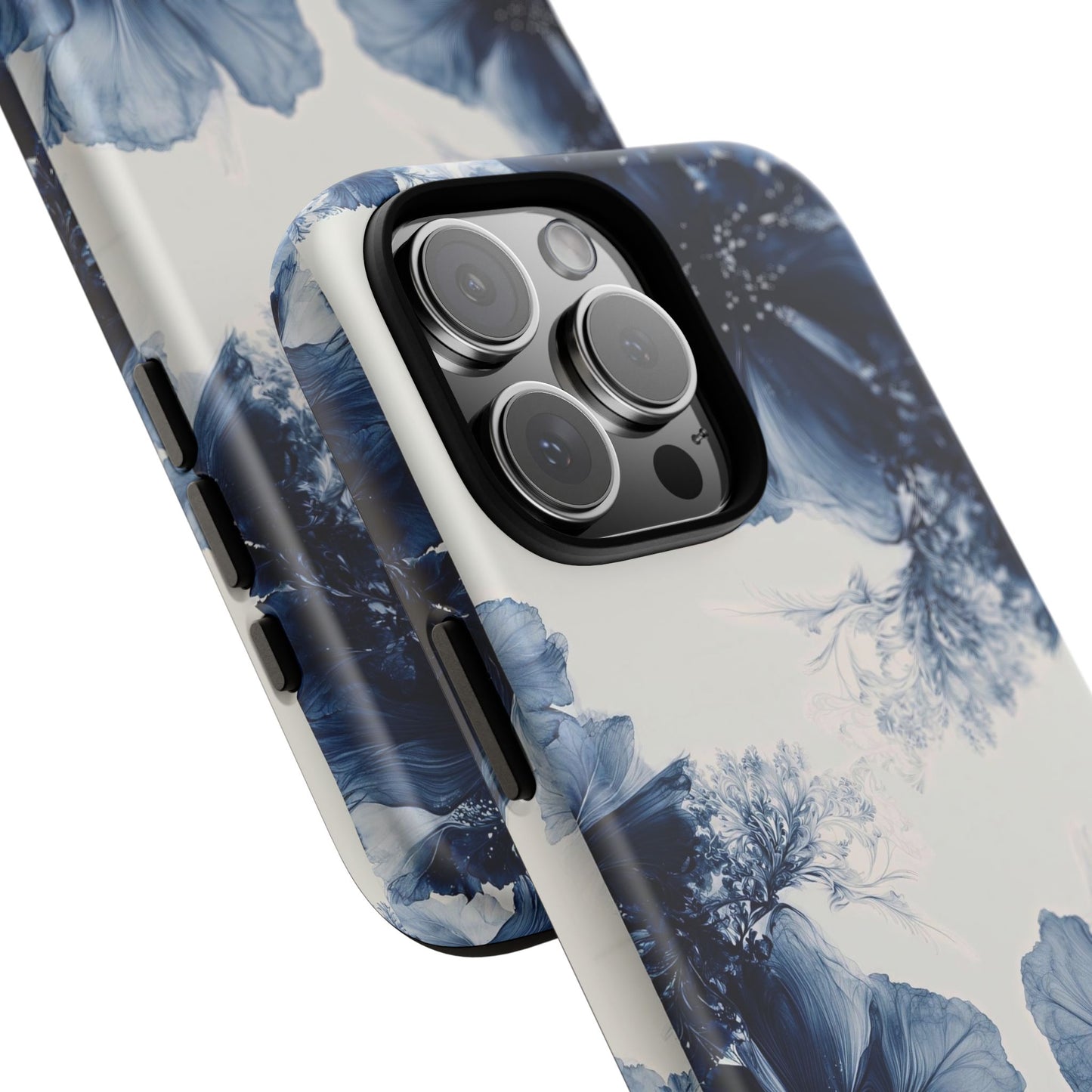 Floral Indigo Tough Phone Case — Blue Botanical Protective Cover