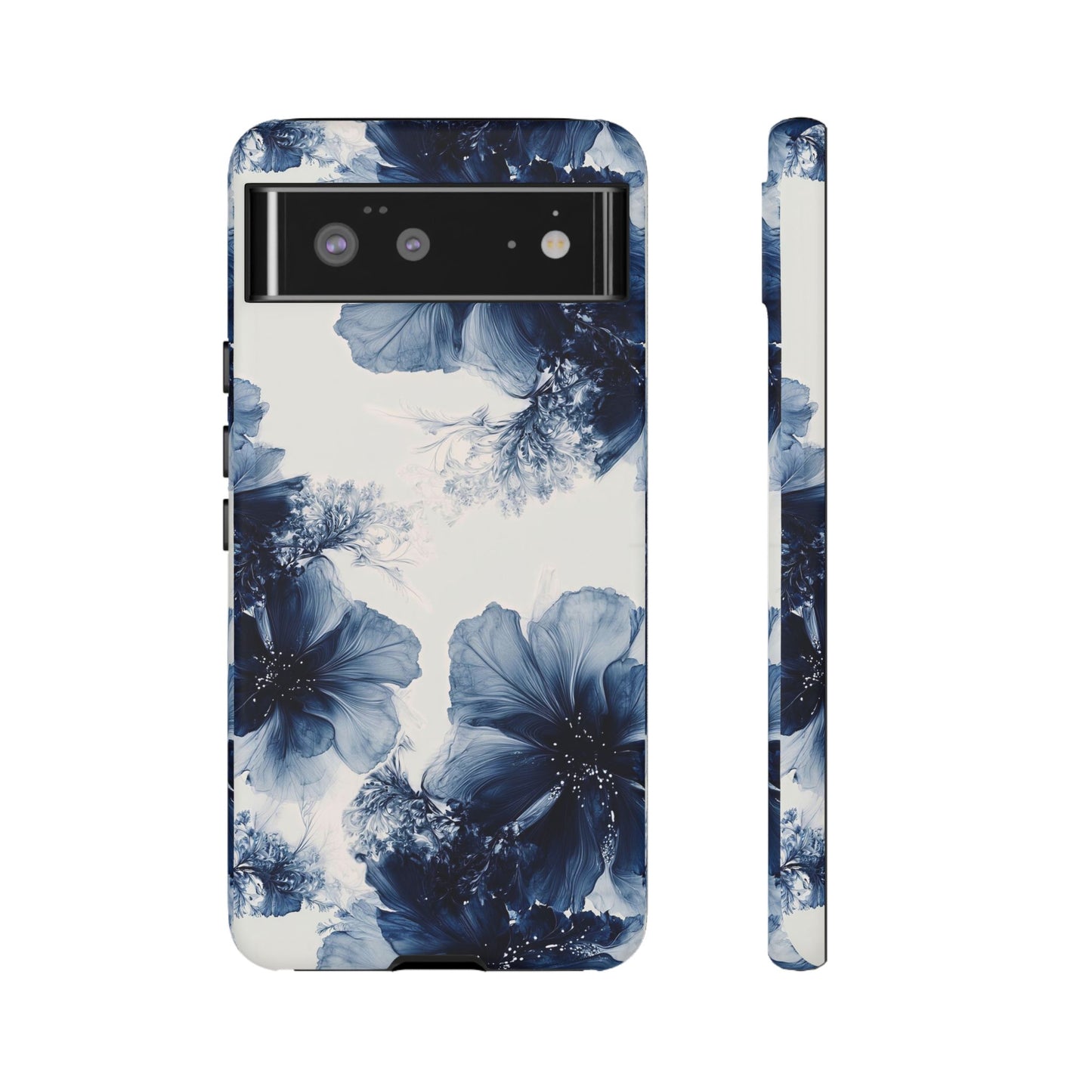 Floral Indigo Tough Phone Case — Blue Botanical Protective Cover