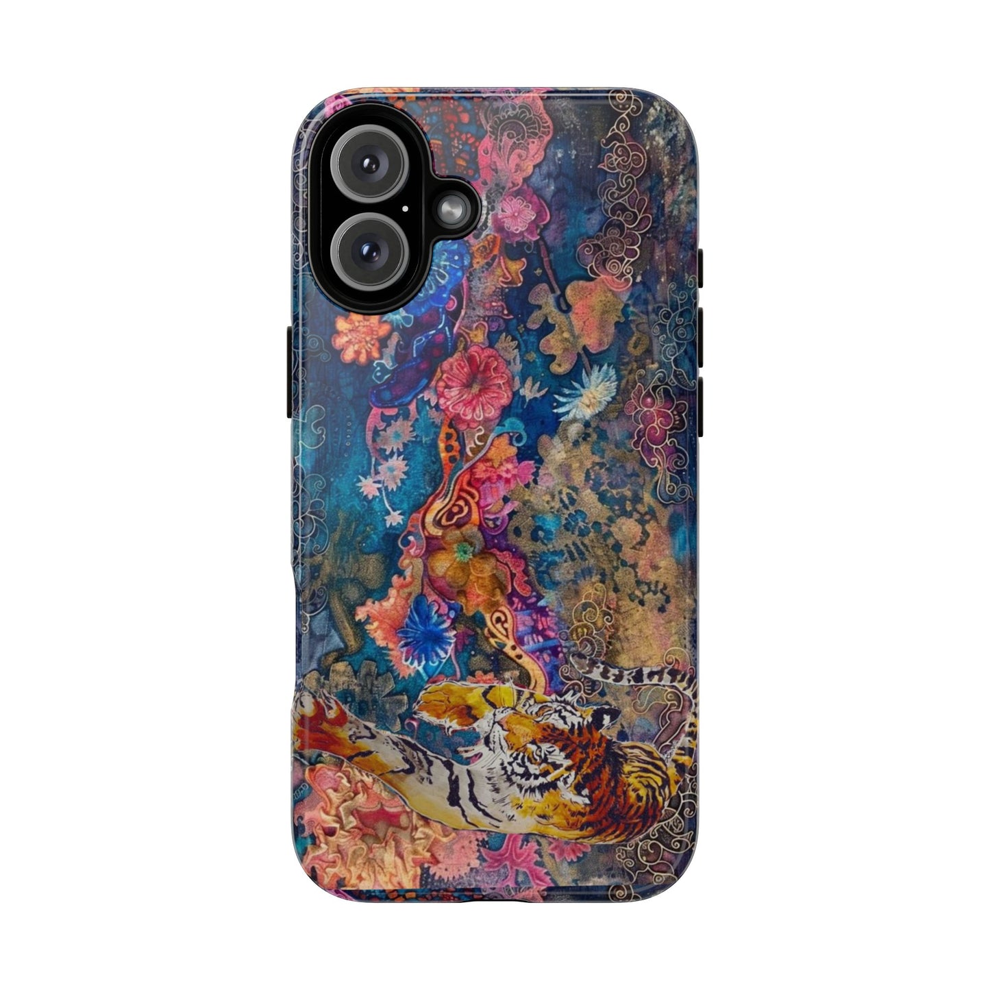 Phone Case - Colorful Floral Tiger Tough Case