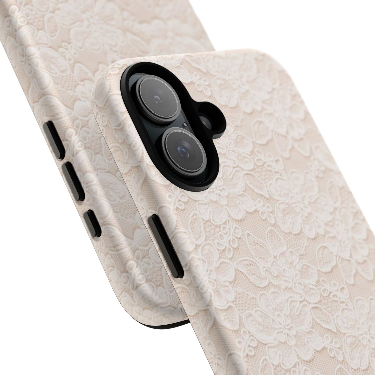 Floral Lace Tough Phone Case – Vintage Ivory Protective Cover