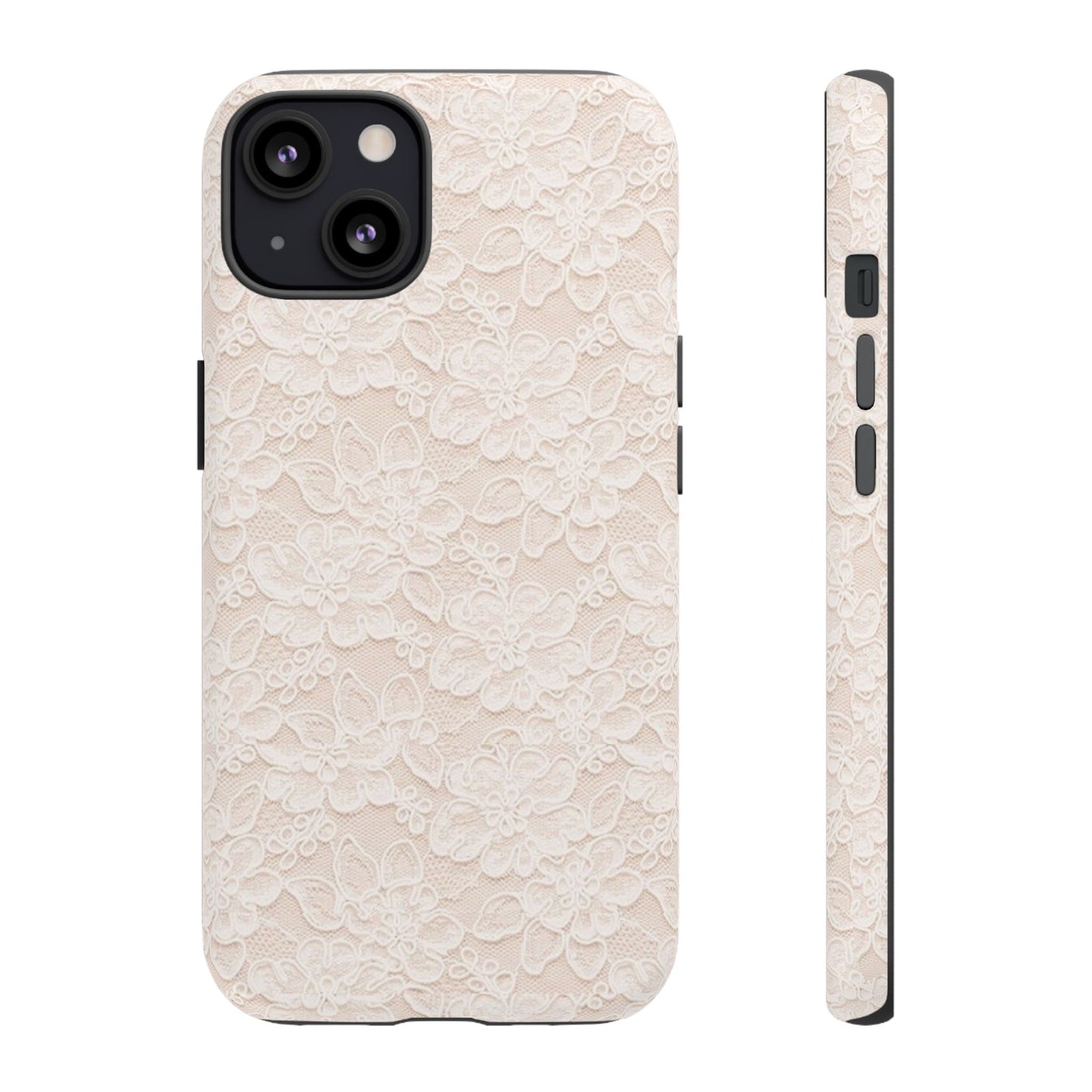 Floral Lace Tough Phone Case – Vintage Ivory Protective Cover