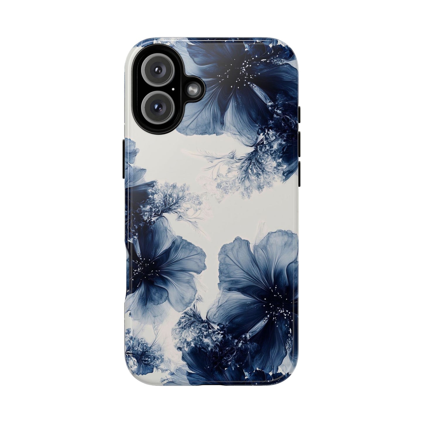 Floral Indigo Tough Phone Case — Blue Botanical Protective Cover