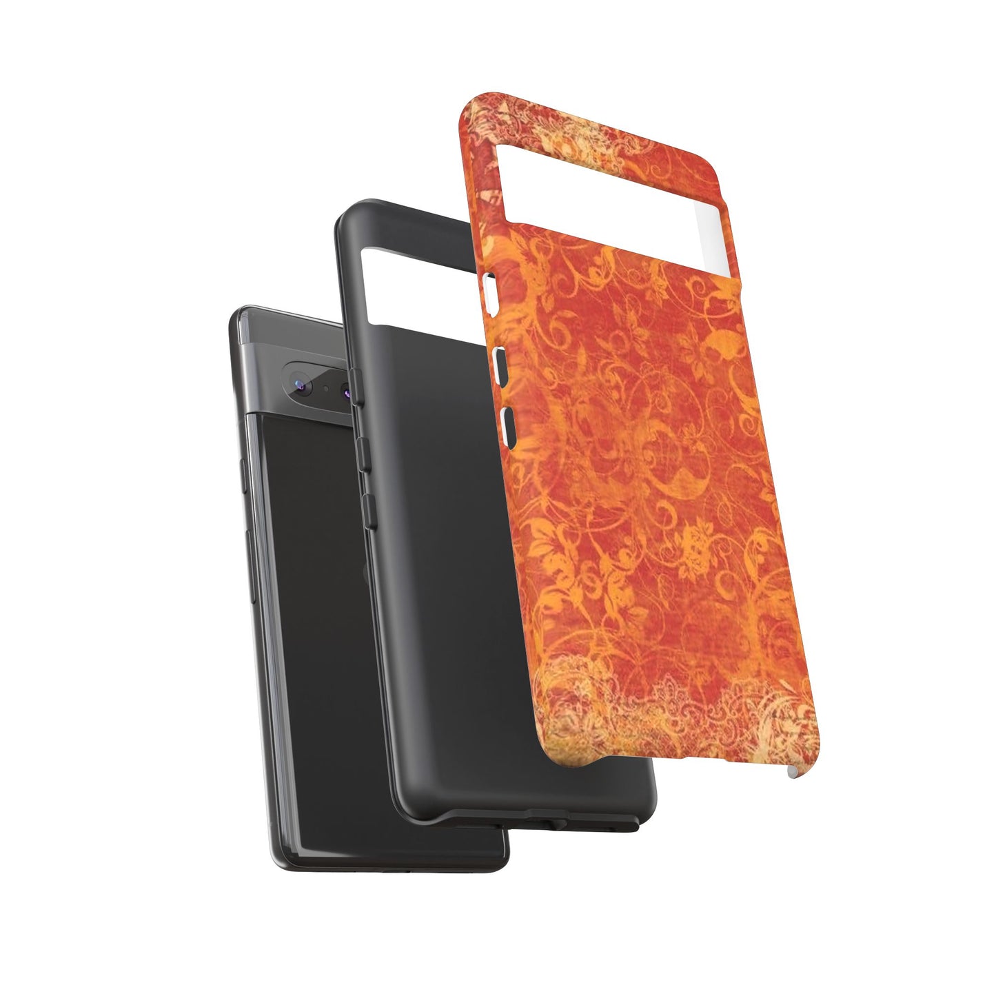Floral Autumn iPhone Tough Case — Orange Vintage Scroll Design