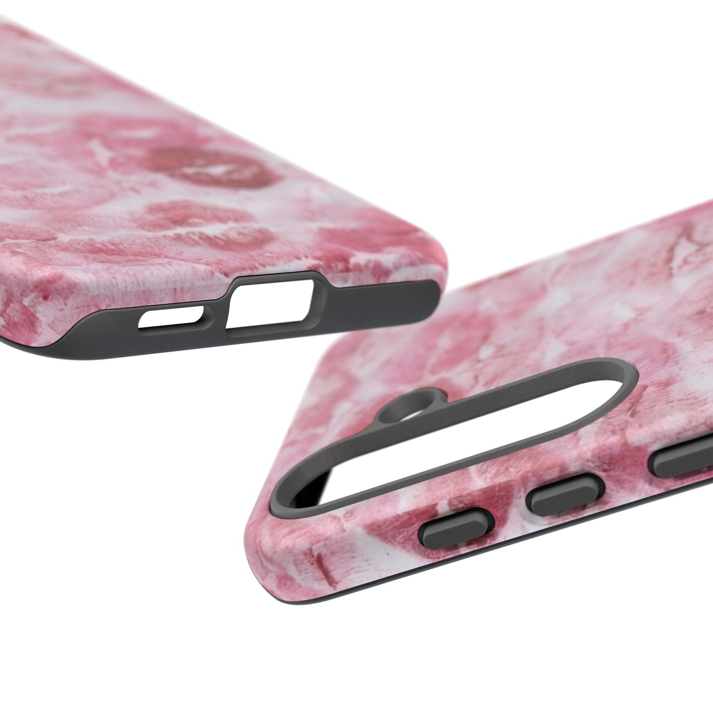 Kiss Print Tough Phone Case — Pink Marble Lip Pattern, Protective iPhone Cover