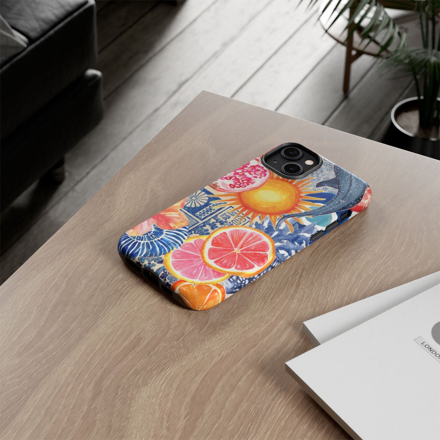 Tough Cases — Tropical Citrus Sun & Dolphin Phone Case