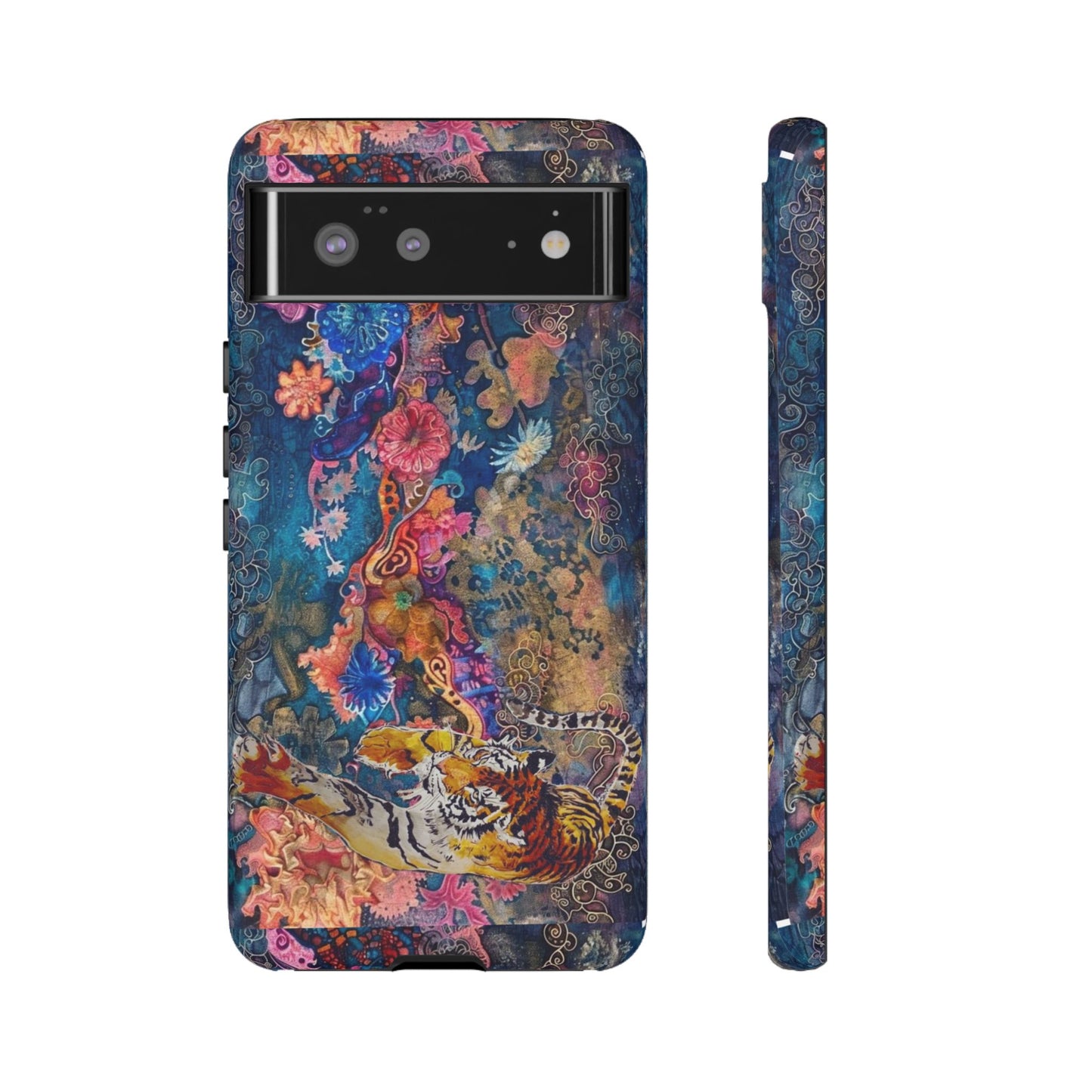 Phone Case - Colorful Floral Tiger Tough Case