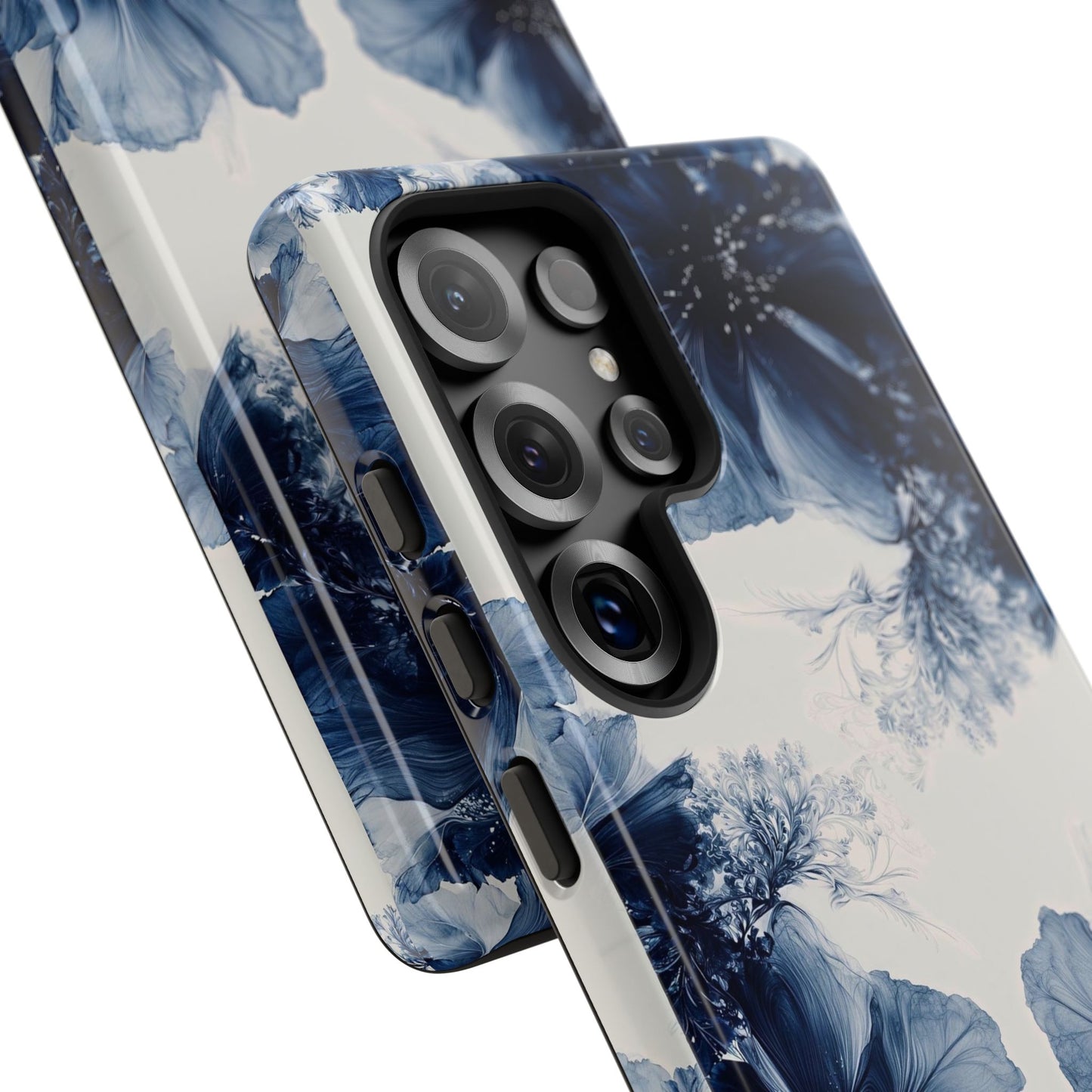 Floral Indigo Tough Phone Case — Blue Botanical Protective Cover