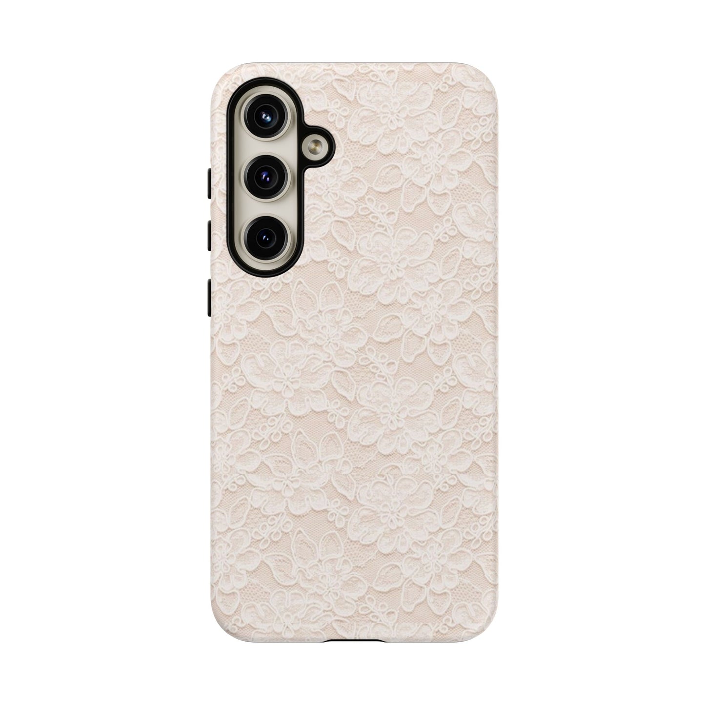 Floral Lace Tough Phone Case – Vintage Ivory Protective Cover