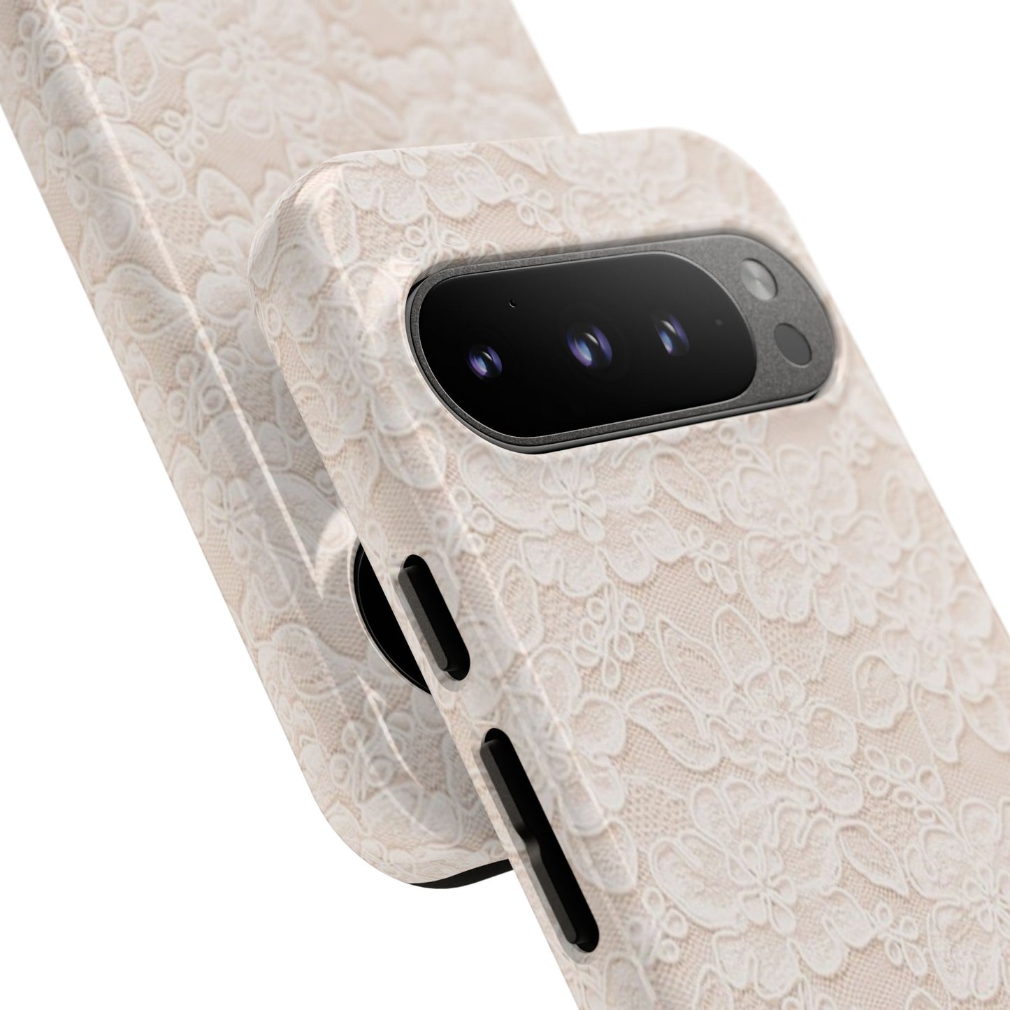 Floral Lace Tough Phone Case – Vintage Ivory Protective Cover