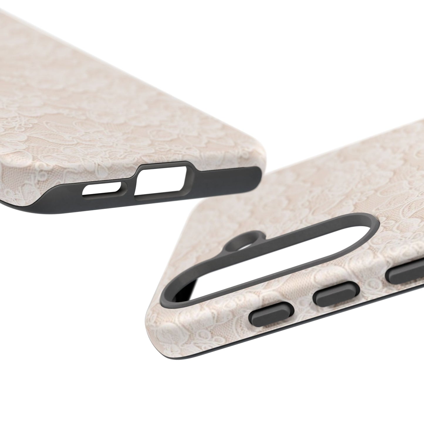 Floral Lace Tough Phone Case – Vintage Ivory Protective Cover