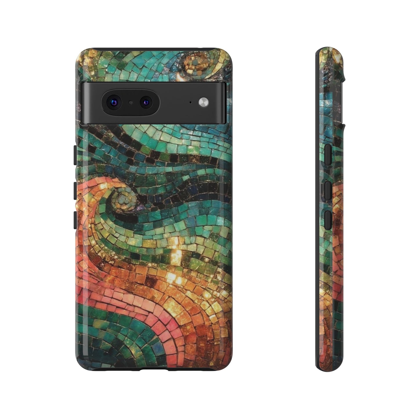 Mosaic Wave Phone Case – Colorful Artistic Tile Design Tough Case