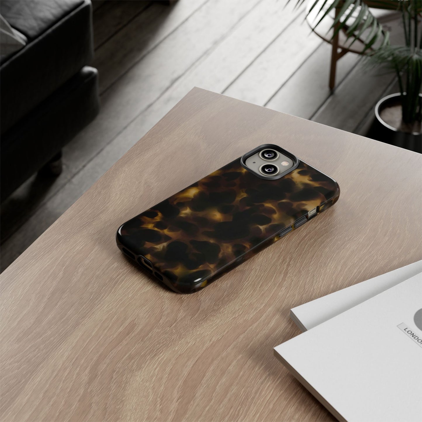 Tortoiseshell Phone Case — Protective Tough Case with Classic Brown Pattern
