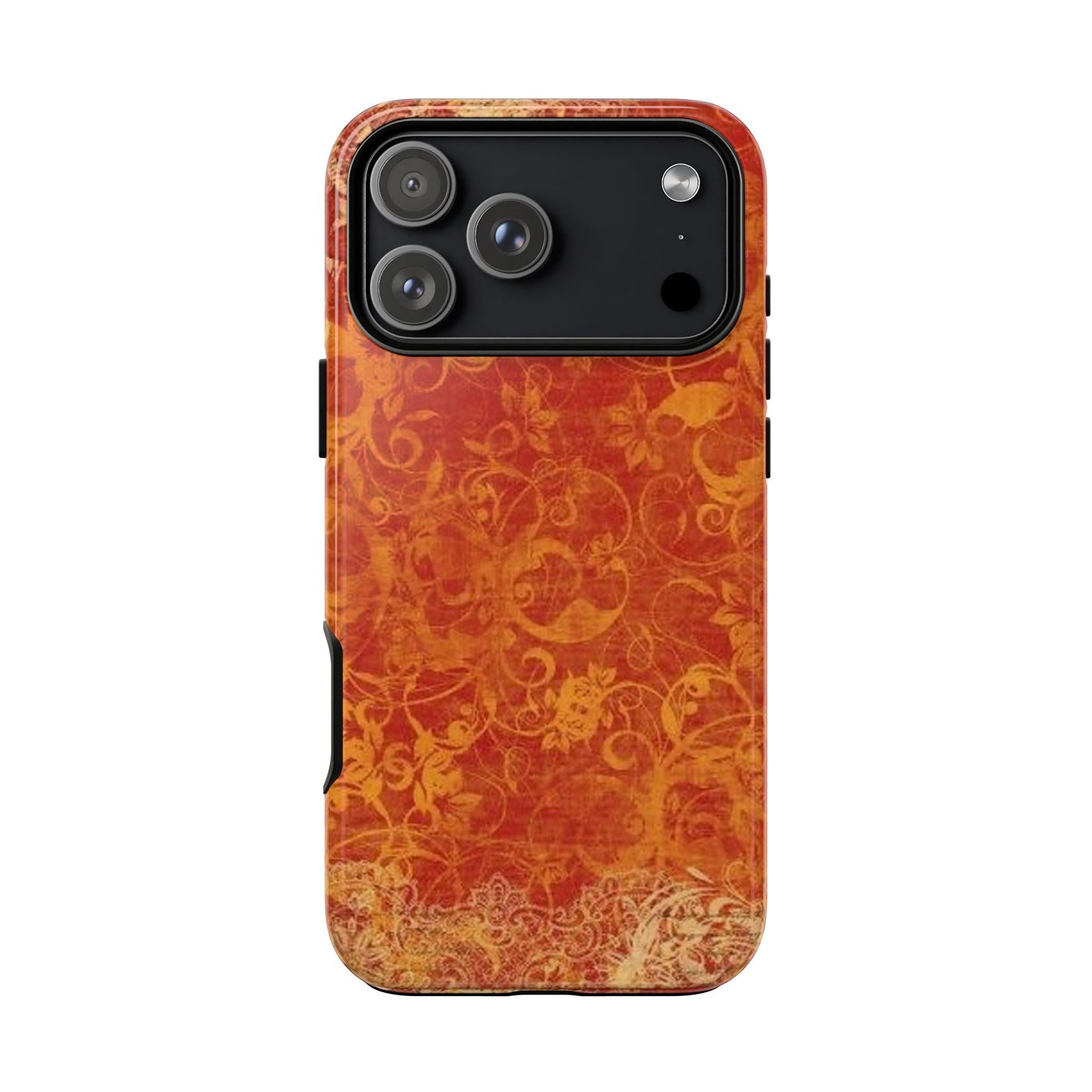 Floral Autumn iPhone Tough Case — Orange Vintage Scroll Design