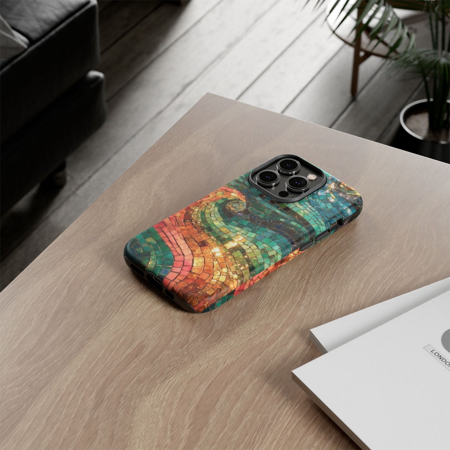 Mosaic Wave Phone Case – Colorful Artistic Tile Design Tough Case