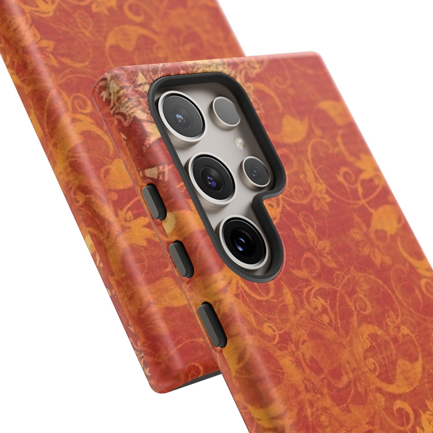 Floral Autumn iPhone Tough Case — Orange Vintage Scroll Design