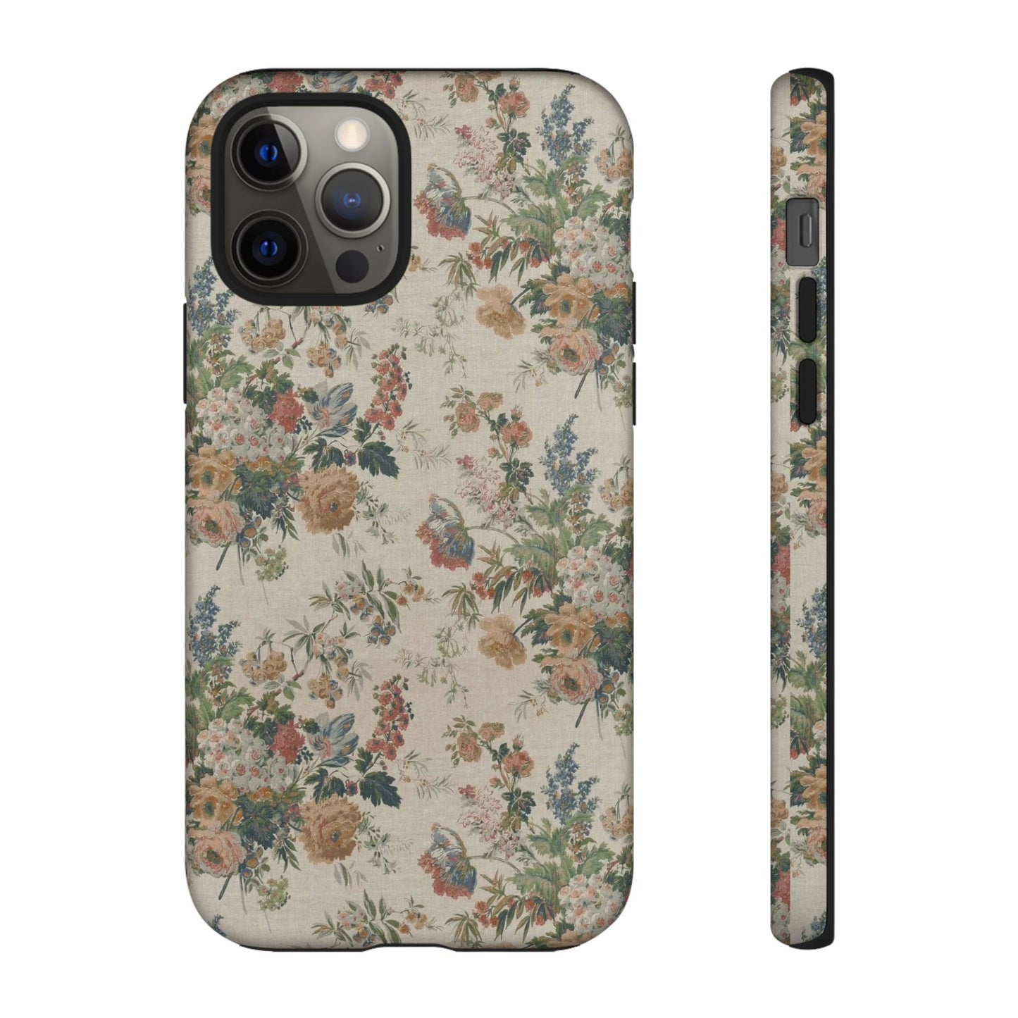Floral Vintage Tough Phone Case – Antique Rose Pattern