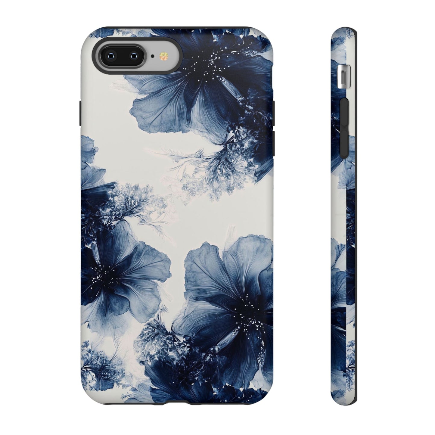 Floral Indigo Tough Phone Case — Blue Botanical Protective Cover