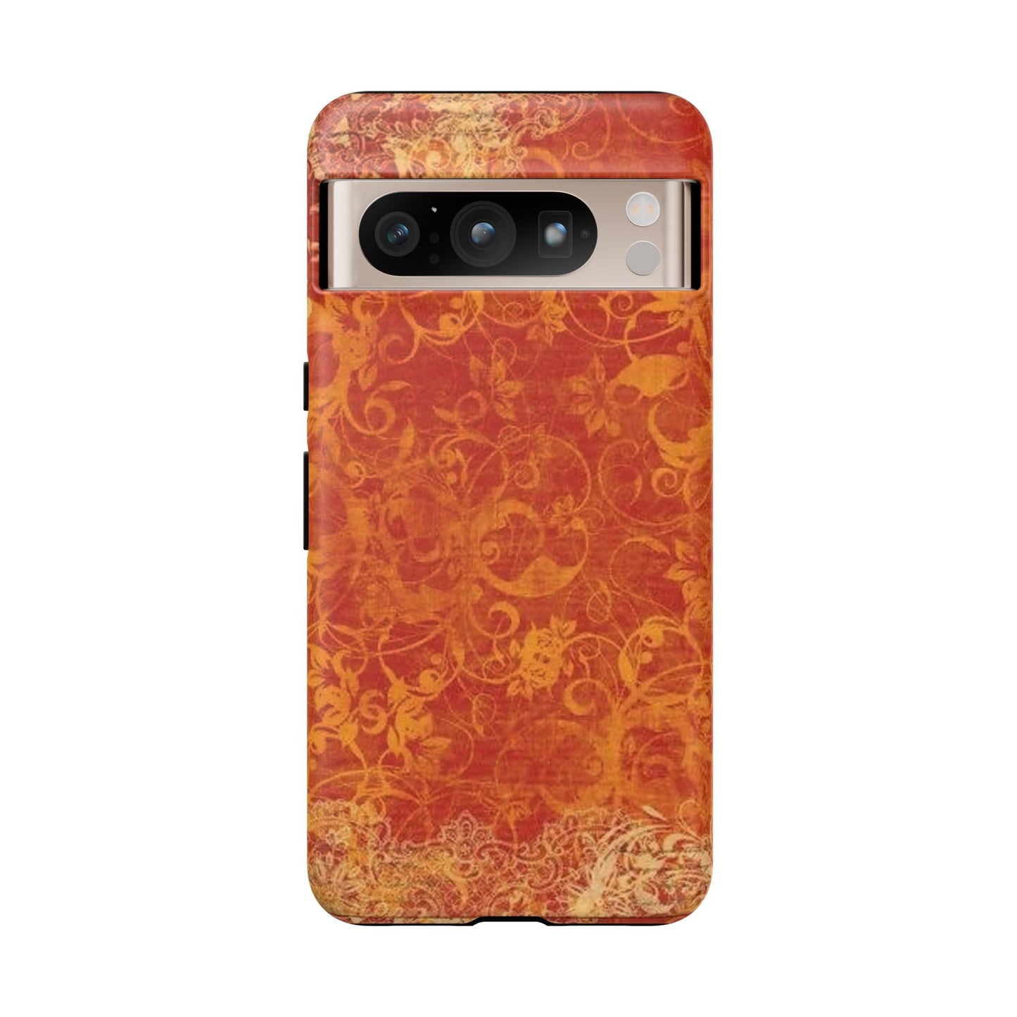 Floral Autumn iPhone Tough Case — Orange Vintage Scroll Design